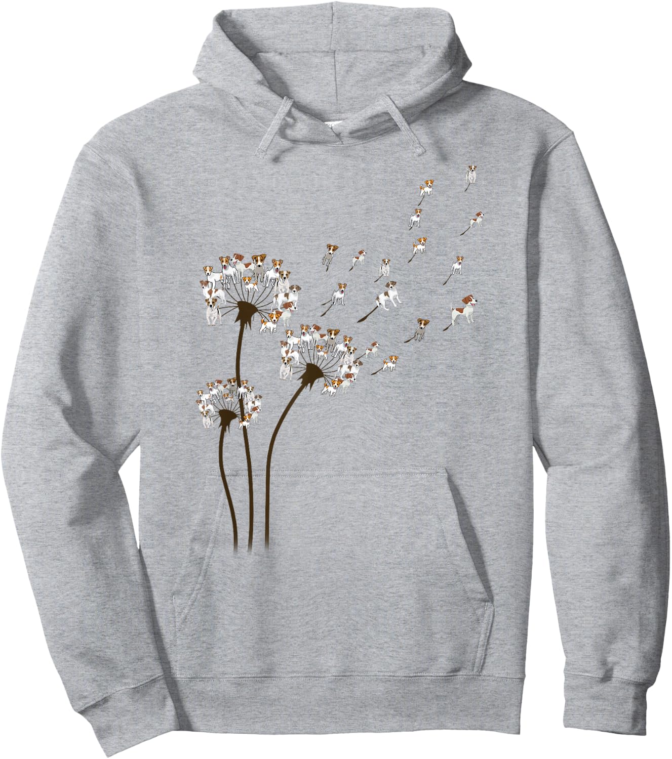 Jack Russell Terrier Dandelion Flower Funny Dog Lovers Hoodie - Hoodie | Ash