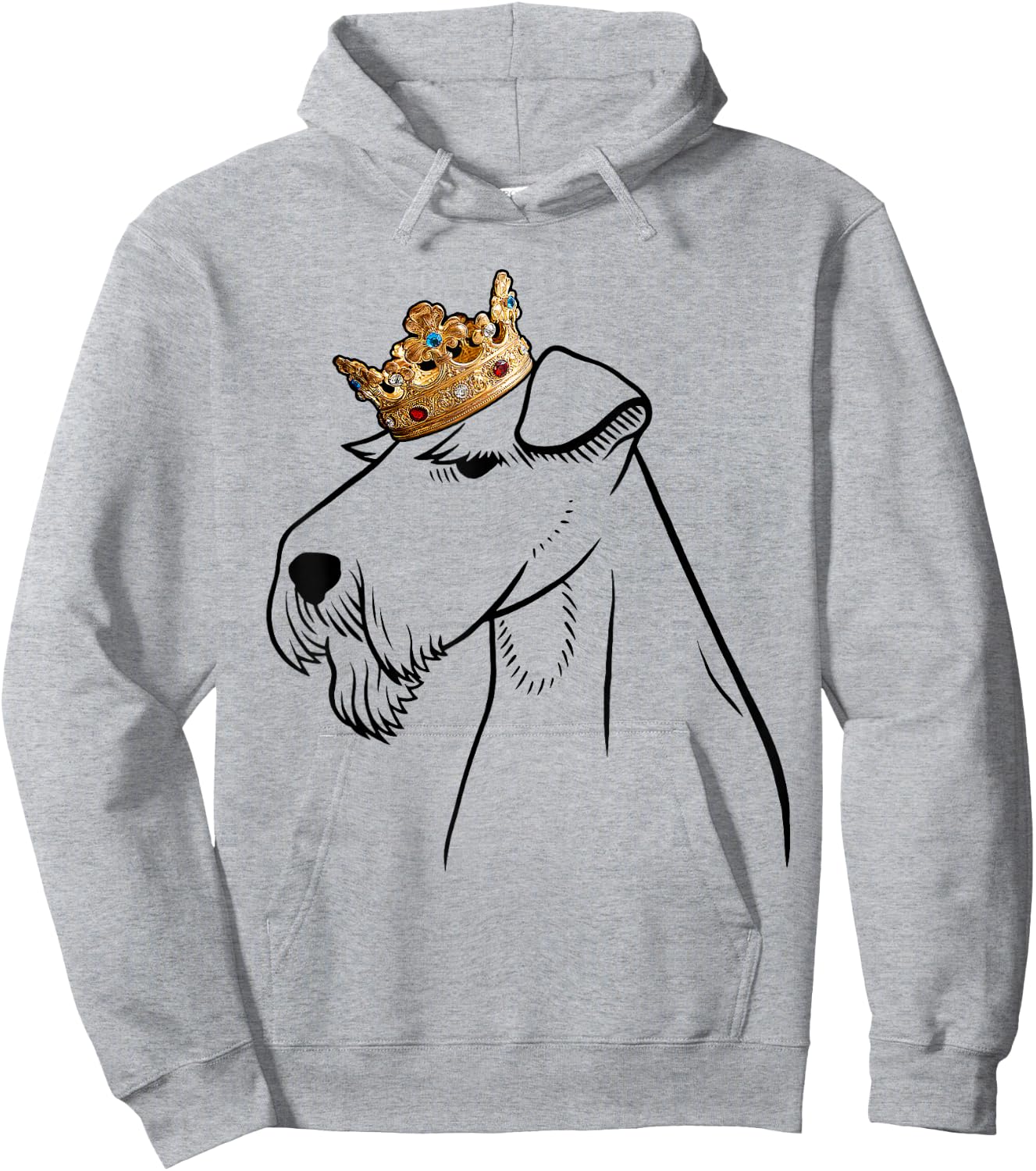 Welsh Terrier Dog Wearing Crown Hoodie - Hoodie | Ash