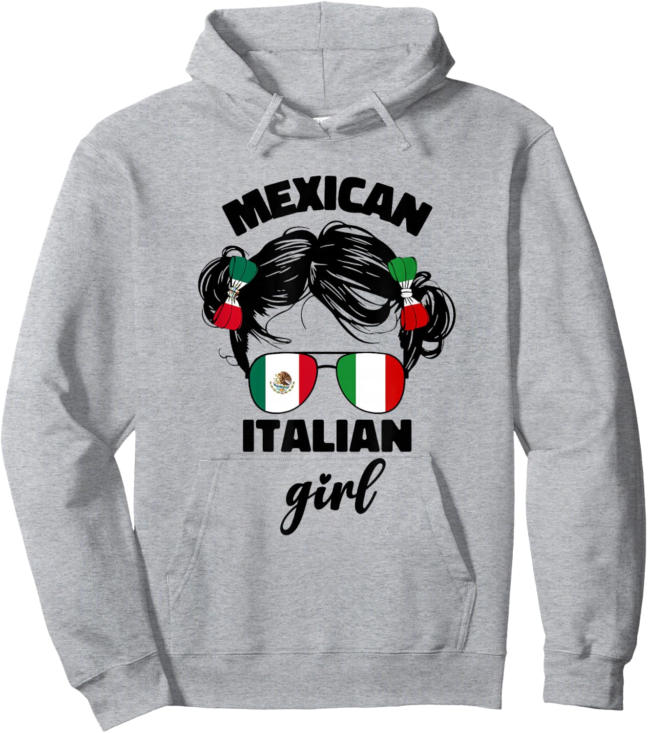 Girls Half Mexican And Italian Mexico Italy Flag Kids Girl Hoodie - Hoodie | Ash
