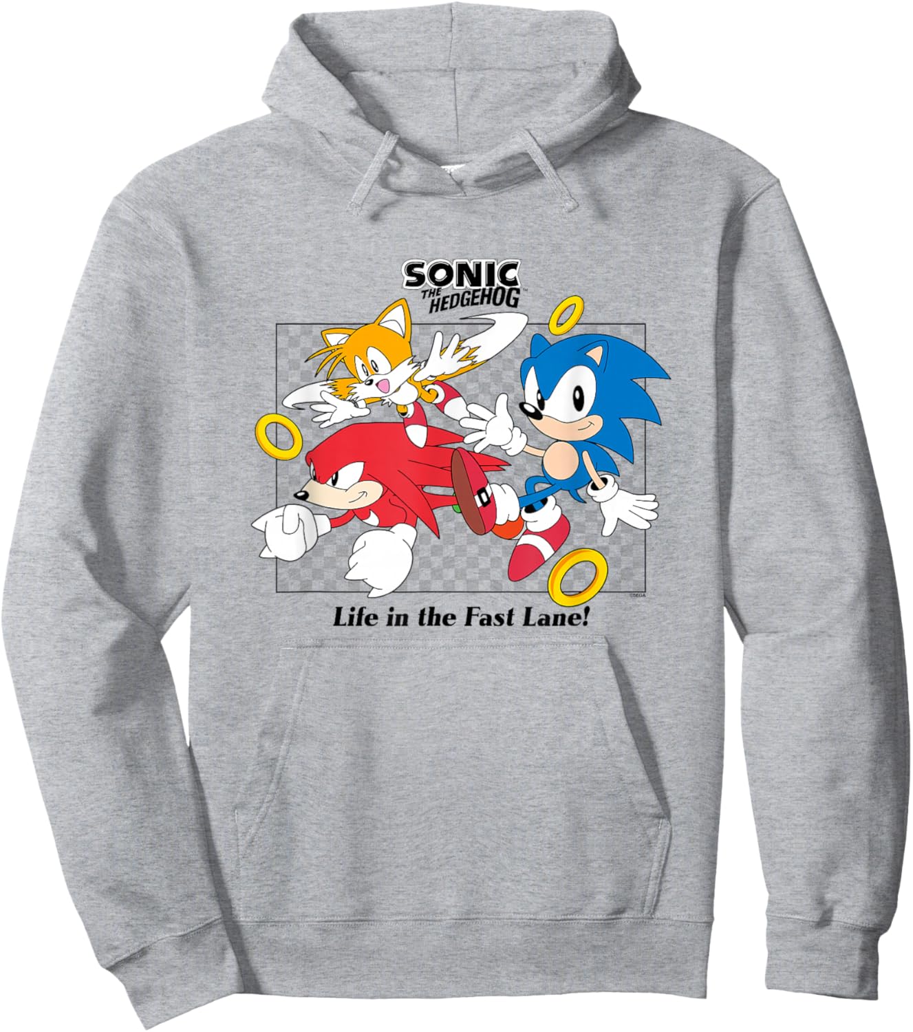 Sonic The Hedgehog Life In The Fast Lane Tails & Knuckles Hoodie - Hoodie | Ash