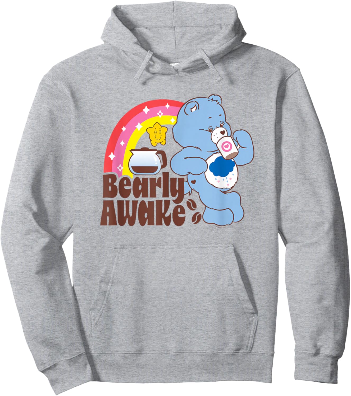 Care Bears Grumpy Bear Bearly Awake Coffee Fan Cartoon Hoodie - Hoodie | Ash