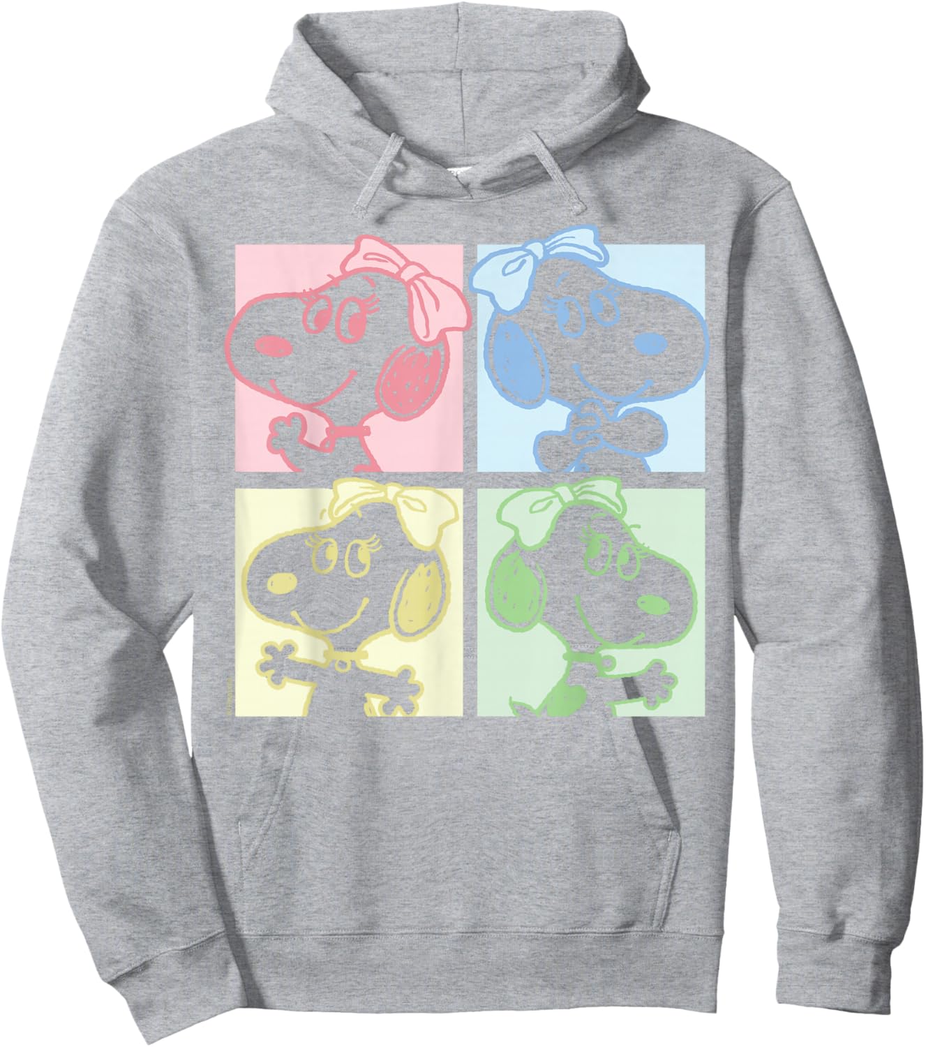 Peanuts - Belle Pastel Grid Snoopy's Sister Hoodie - Hoodie | Ash