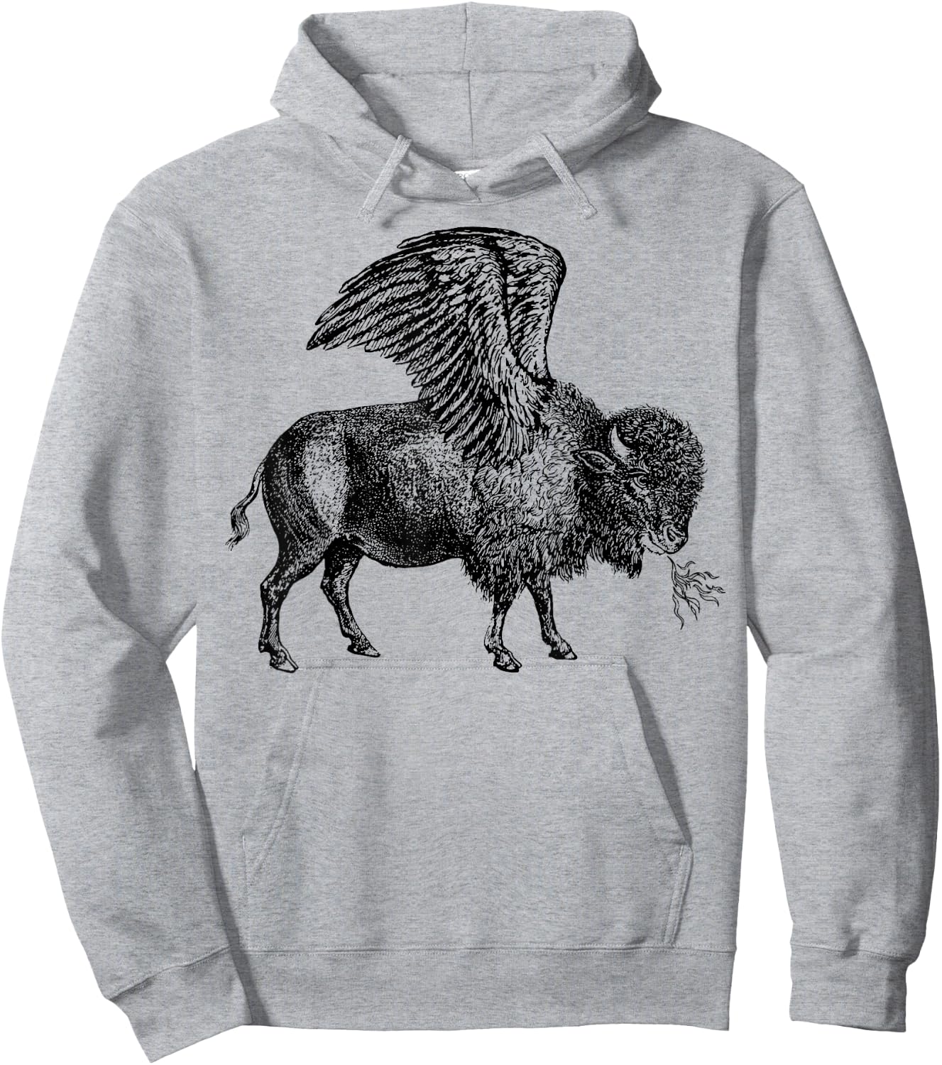 Funny design Buffalo Wings Hot Foodie Chicken Bison Vintage Hoodie - Hoodie | Ash