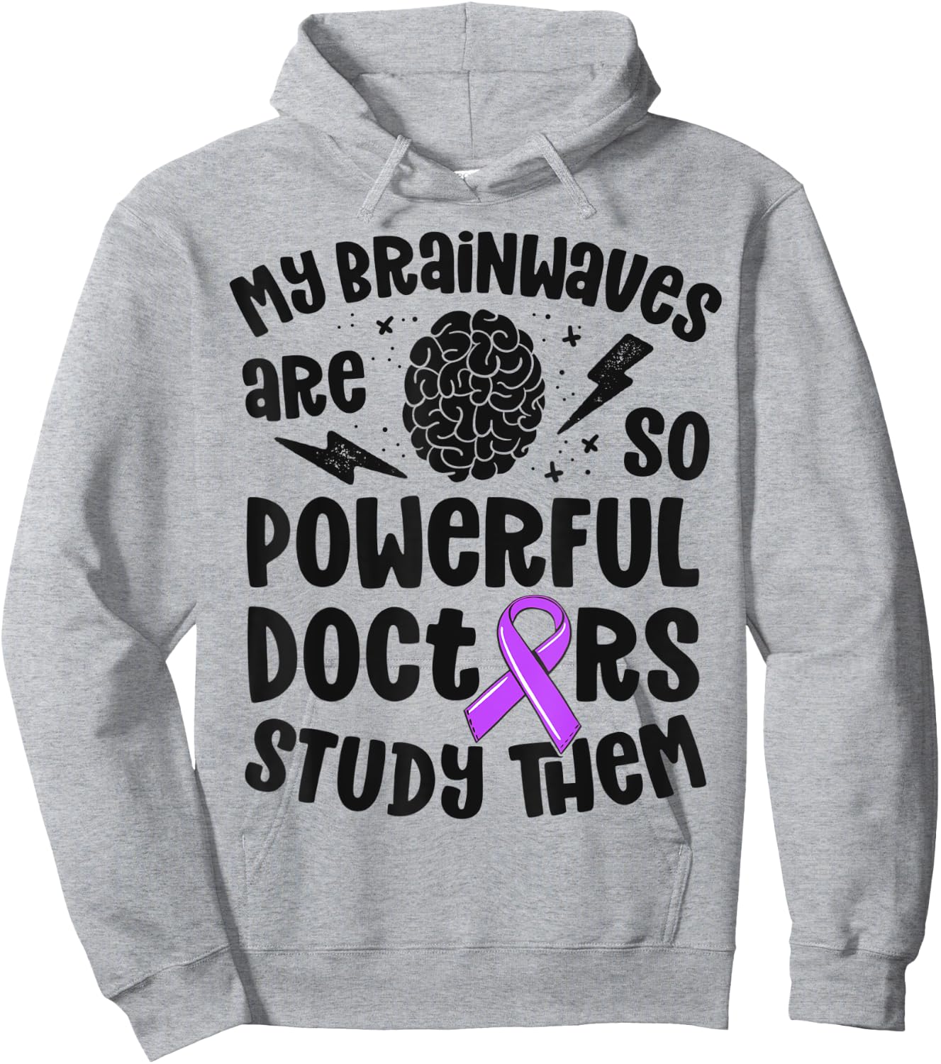 Kids Epilepsy Awareness Shirt Powerful Brainwaves Purple Hoodie - Hoodie | Ash