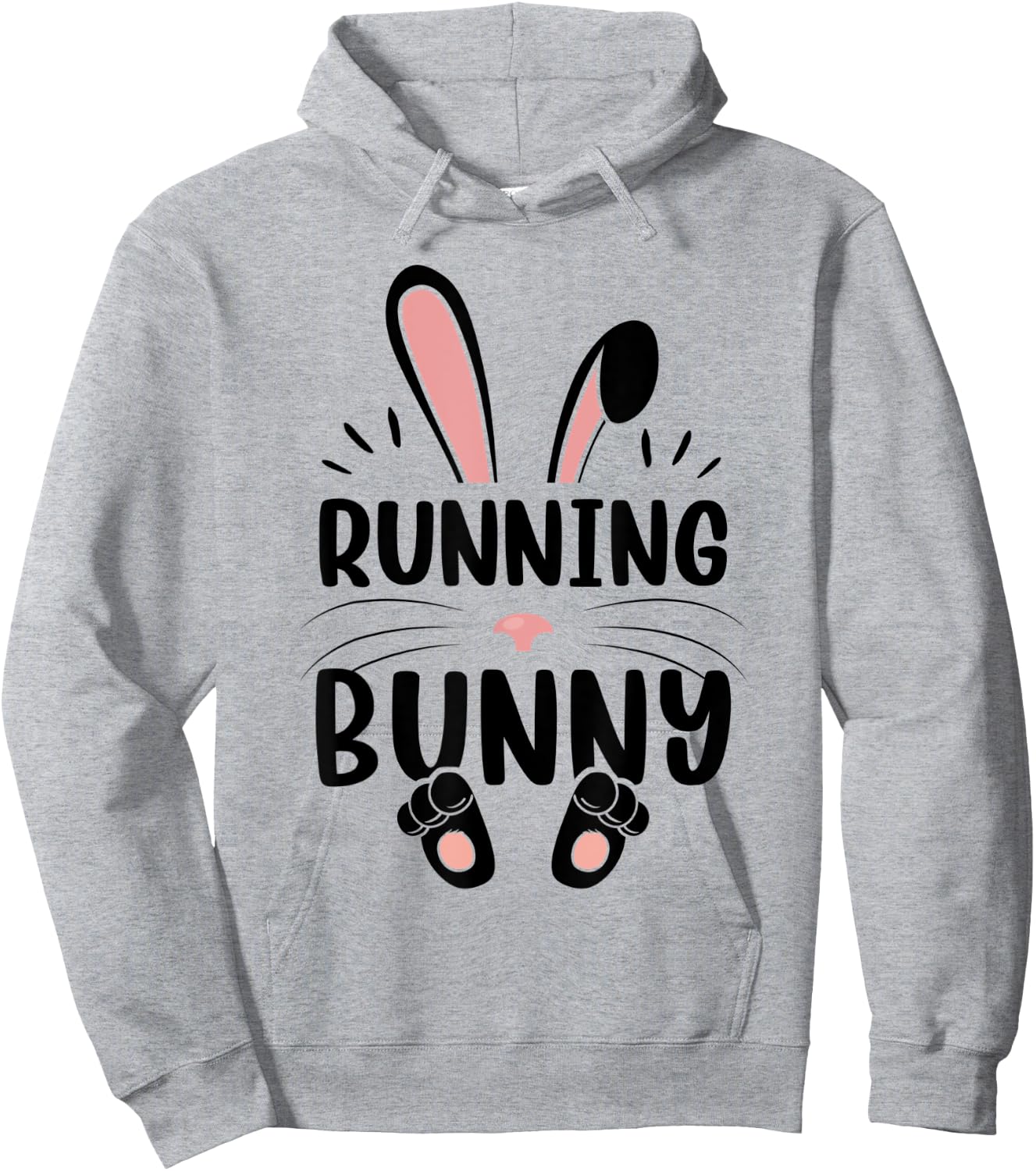 Running Bunny Funny Matching Easter Bunny Egg Hunting Hoodie - Hoodie | Ash