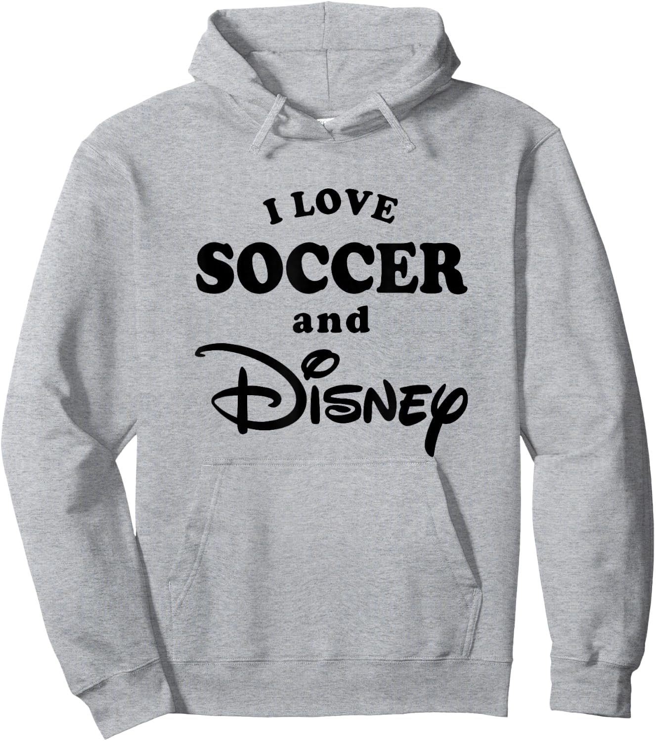 Disney I Love Soccer And Disney Bold Text Big Chest Logo Hoodie - Hoodie | Ash