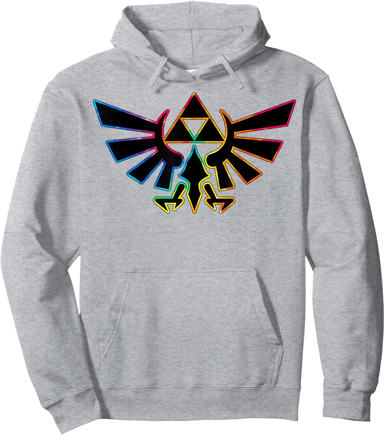The Legend of Zelda Rainbow Neon Outline Hyrule Symbol Hoodie - Hoodie | Ash