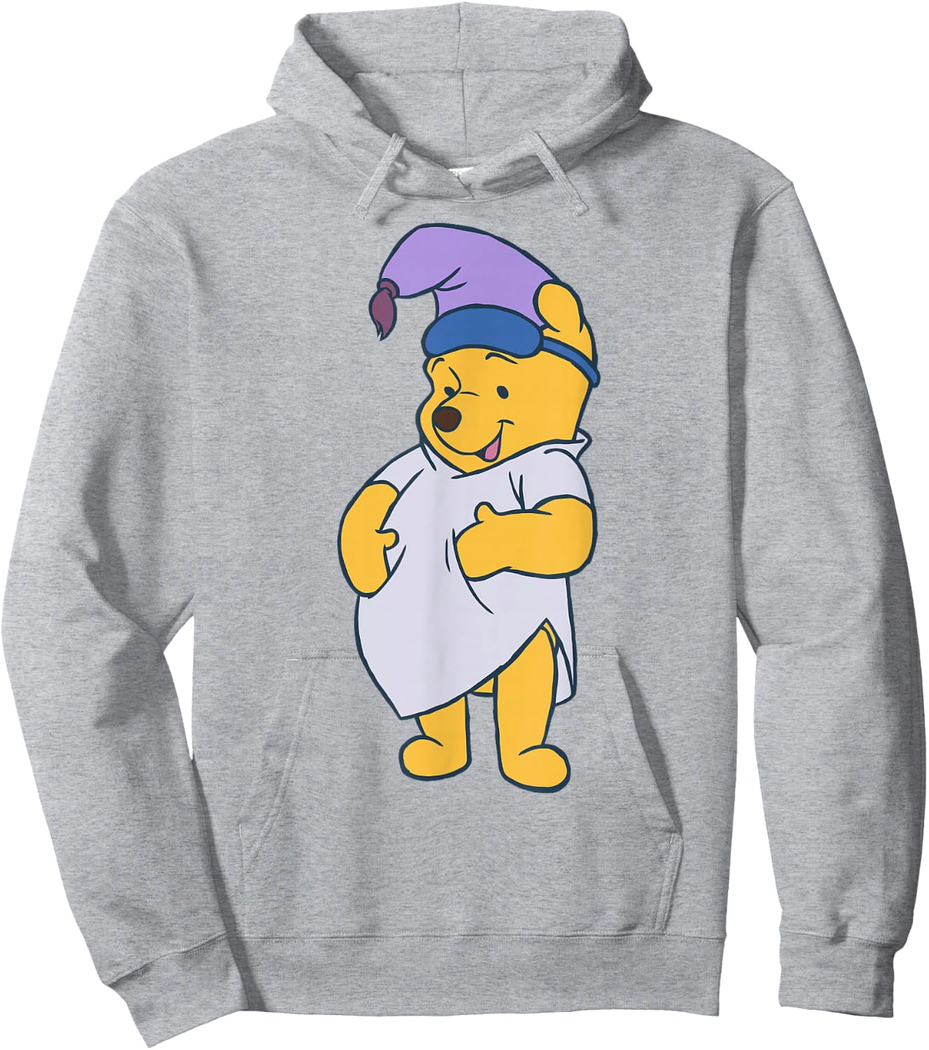 Disney Winnie The Pooh Cute Pooh Ready to Sleep Big Portrait Hoodie - Hoodie | Ash