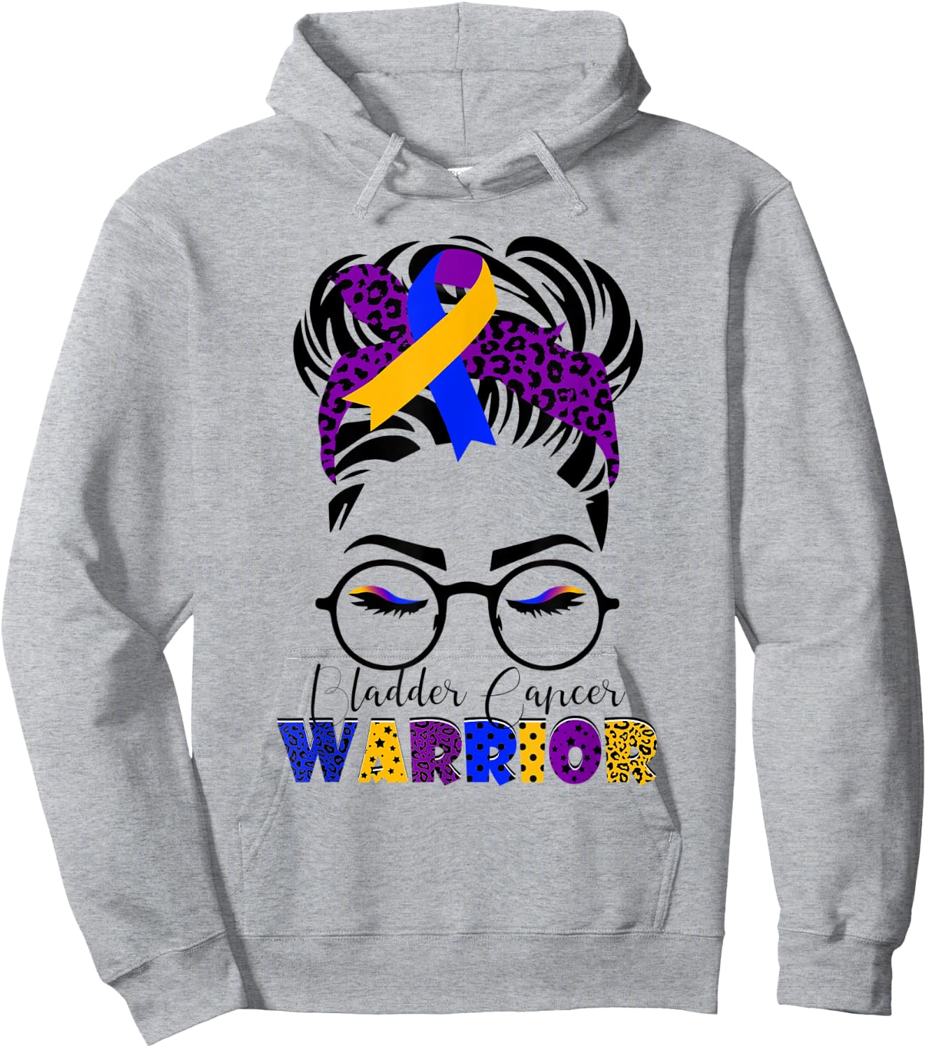 Messy Bun Leopard Bandana Bladder Cancer Warrior Mothers Day Hoodie - Hoodie | Ash