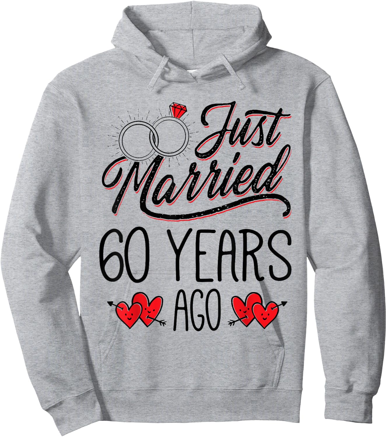 Just Married 60 Years Ago Funny Couple 60th Anniversary Hoodie - Hoodie | Ash