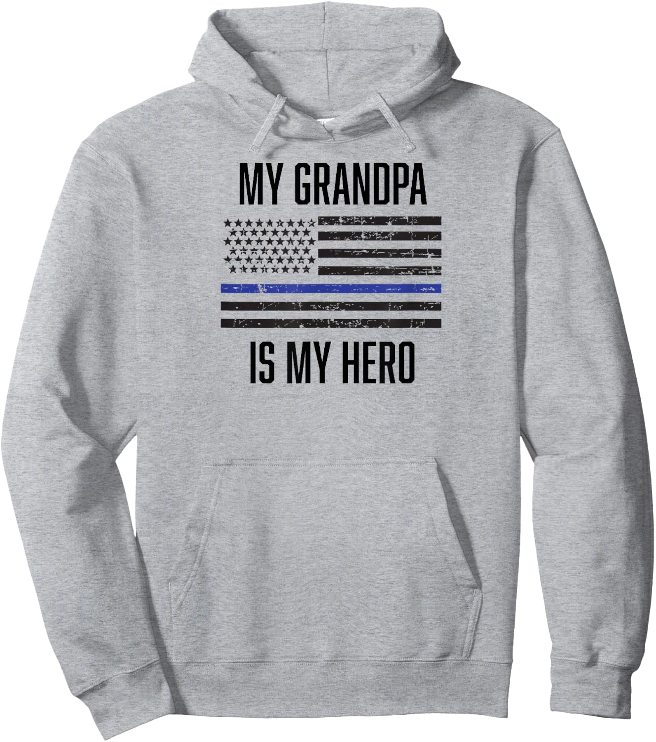 My Grandpa is My Hero Thin Blue Line cop police Hoodie - Hoodie | Ash
