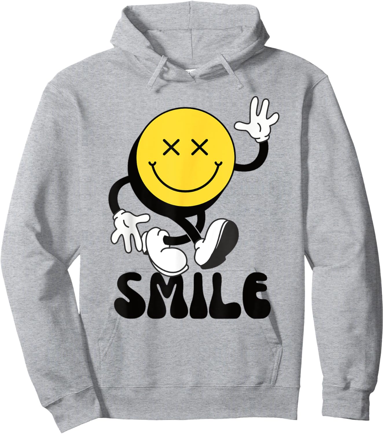 70s Yellow Smile Face Shirt Cute Happy Peace Smiling Face Hoodie - Hoodie | Ash