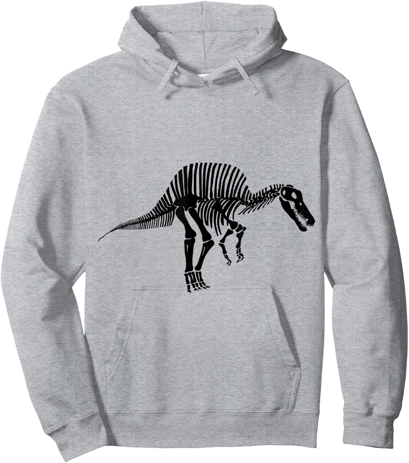 Spinosaurus Dinosaur Fossil Skeleton (Black Logo Design) Hoodie - Hoodie | Ash