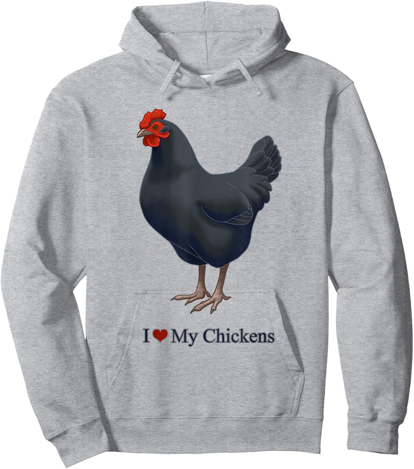 I Heart (Love) My Black Australorp Chicken Hen Hoodie - Hoodie | Ash