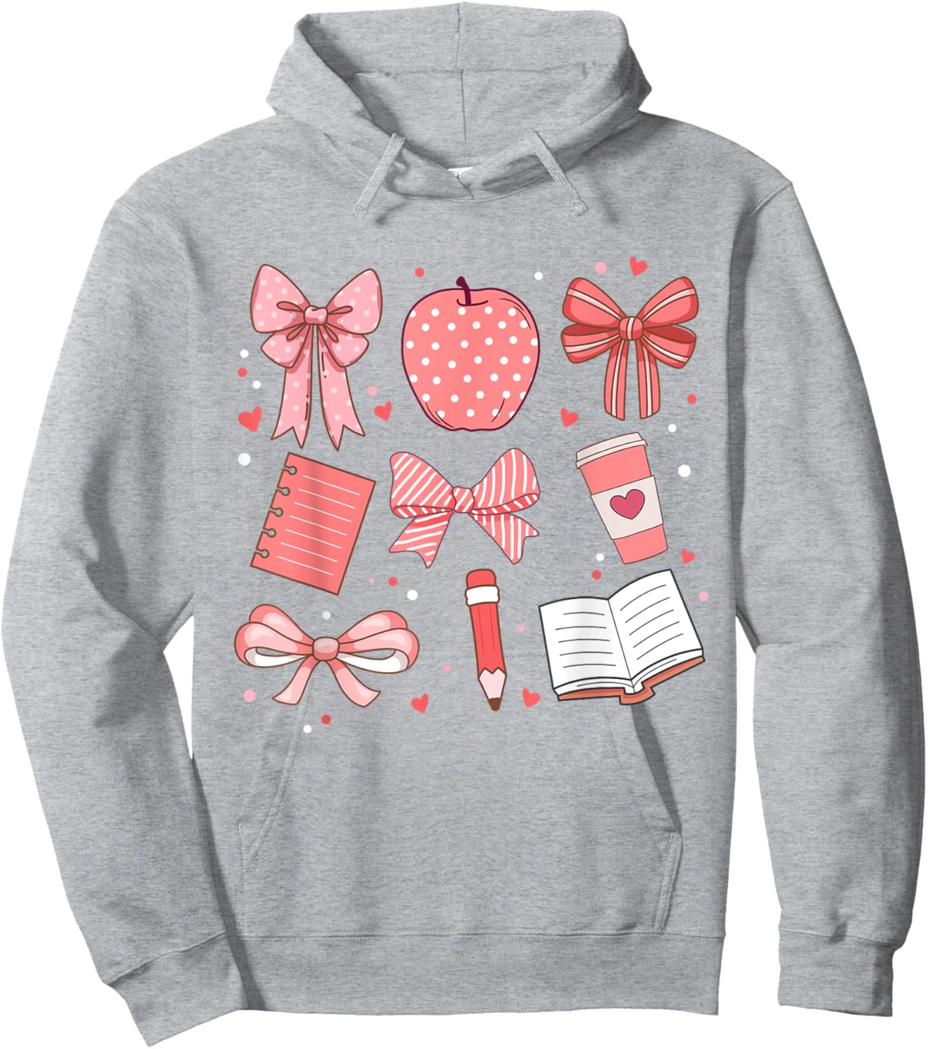 Happy Back To School 1st Day Toddler Girl Boho Coquette Bows Hoodie - Hoodie | Ash