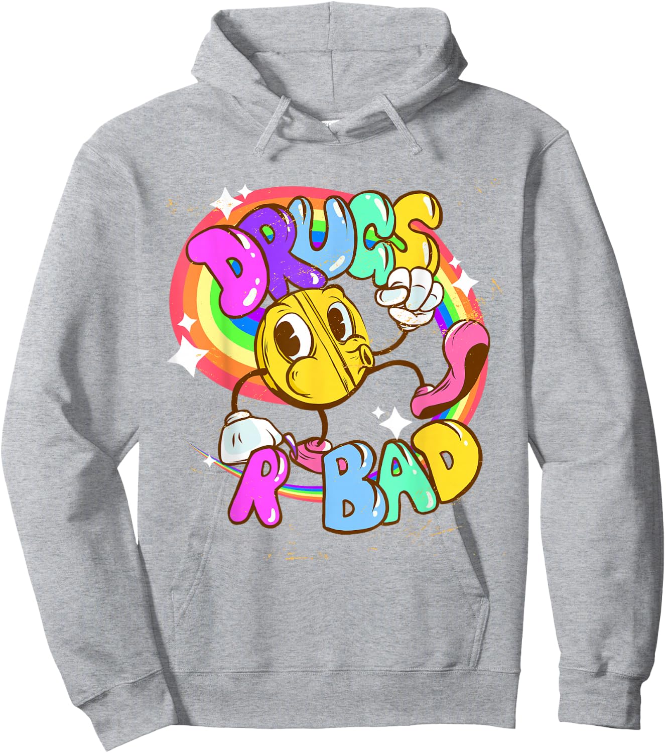Funny Rave EDM Raver Drugs R Bad - -Adults, Yellow, X-Small, Short Sleeve Hoodie - Hoodie | Ash