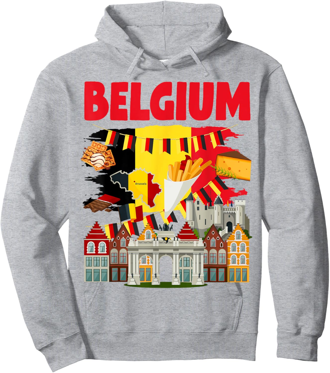 Belgium Flag Outfit Idea For Kids & Novelty Belgian Flag Hoodie - Hoodie | Ash
