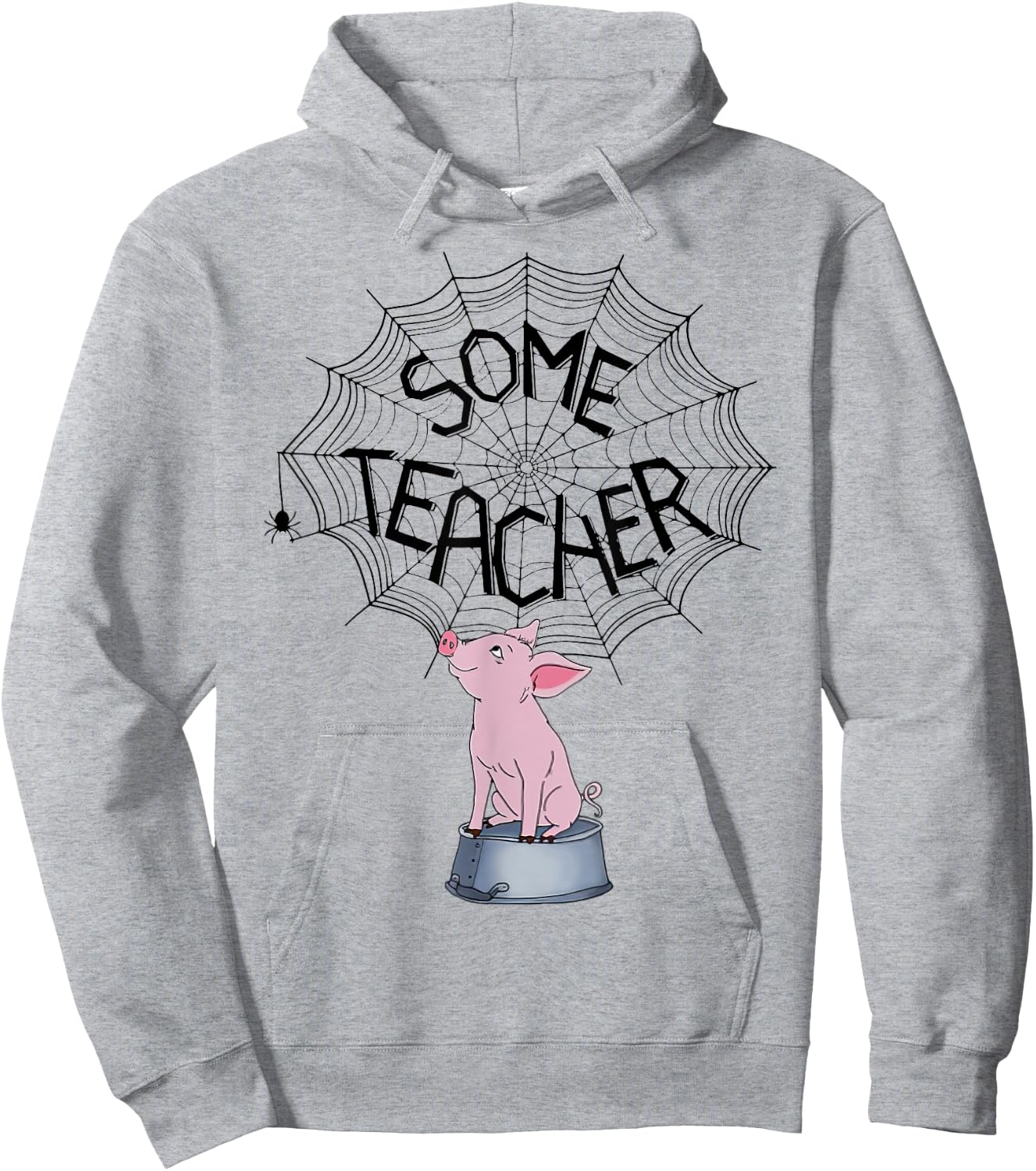 Some Teacher SpiderWeb Funny Pig Reading Books Lovers Women Hoodie - Hoodie | Ash