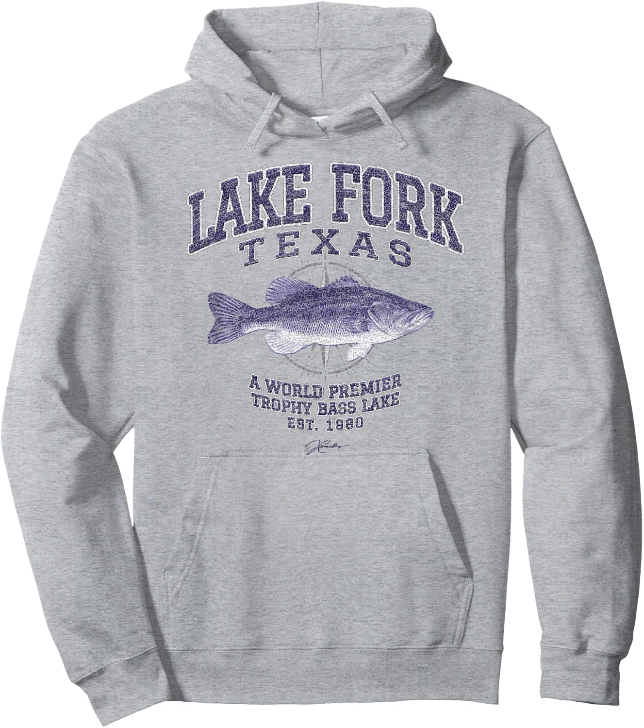 JCombs: Lake Fork, TX, with Largemouth Bass Hoodie - Hoodie | Ash