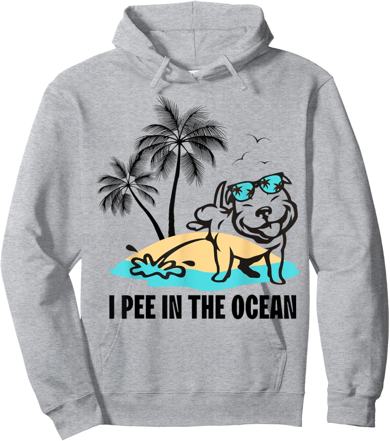 I Pee In The Ocean Summer Beach Family Vacation Funny Dog Hoodie - Hoodie | Ash