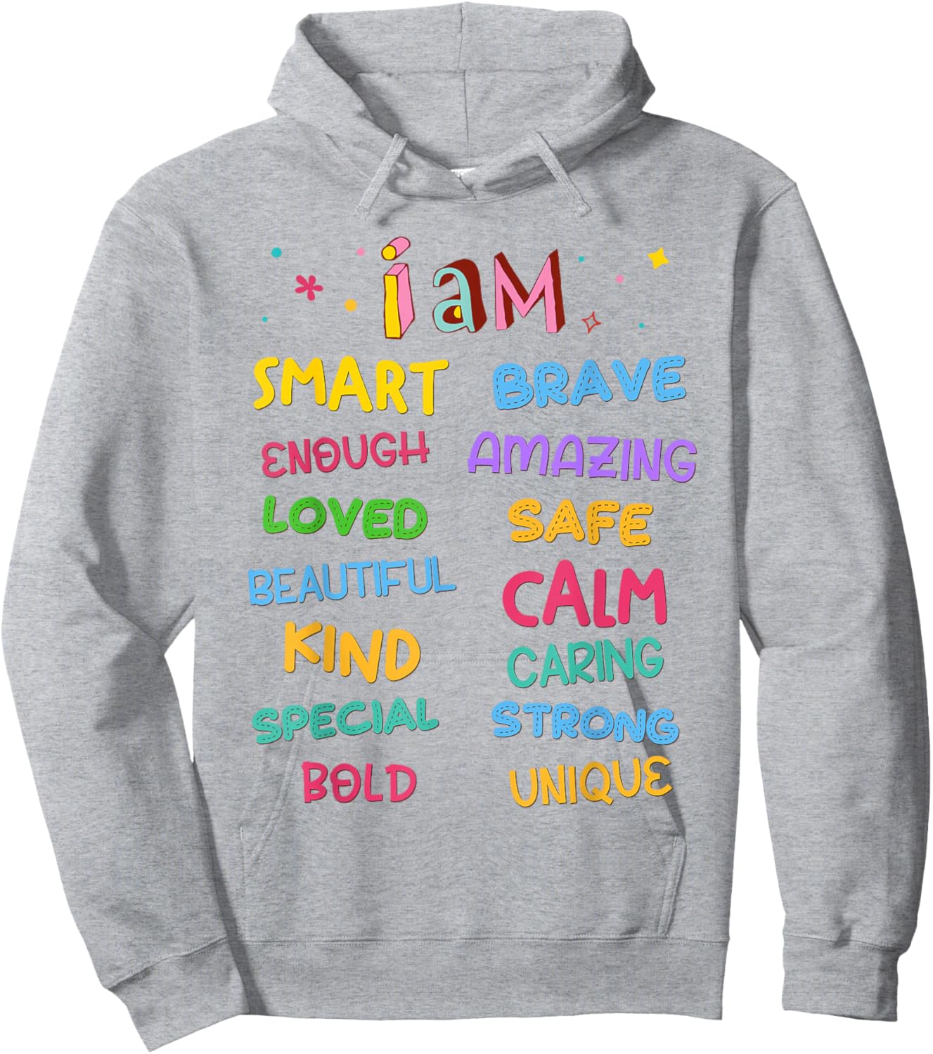 I Am Daily Affirmation Colorful Christian Kids Toddler Girls Hoodie - Hoodie | Ash
