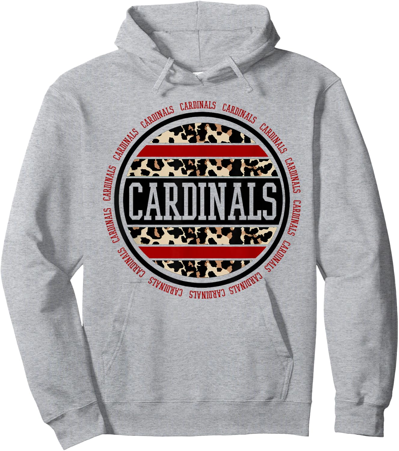 Cardinals School Spirit Leopard Print Teacher Gift Hoodie - Hoodie | Ash