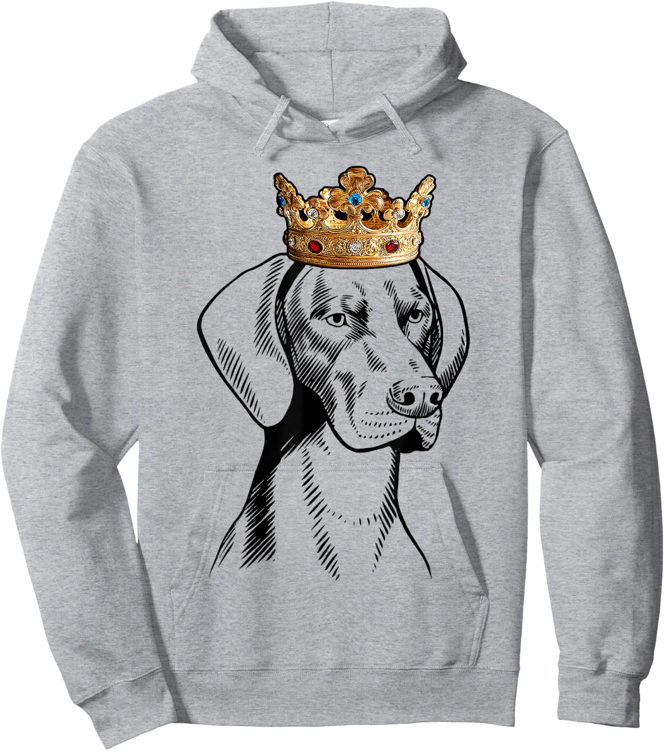 German Shorthaired Pointer Dog Wearing Crown Hoodie - Hoodie | Ash