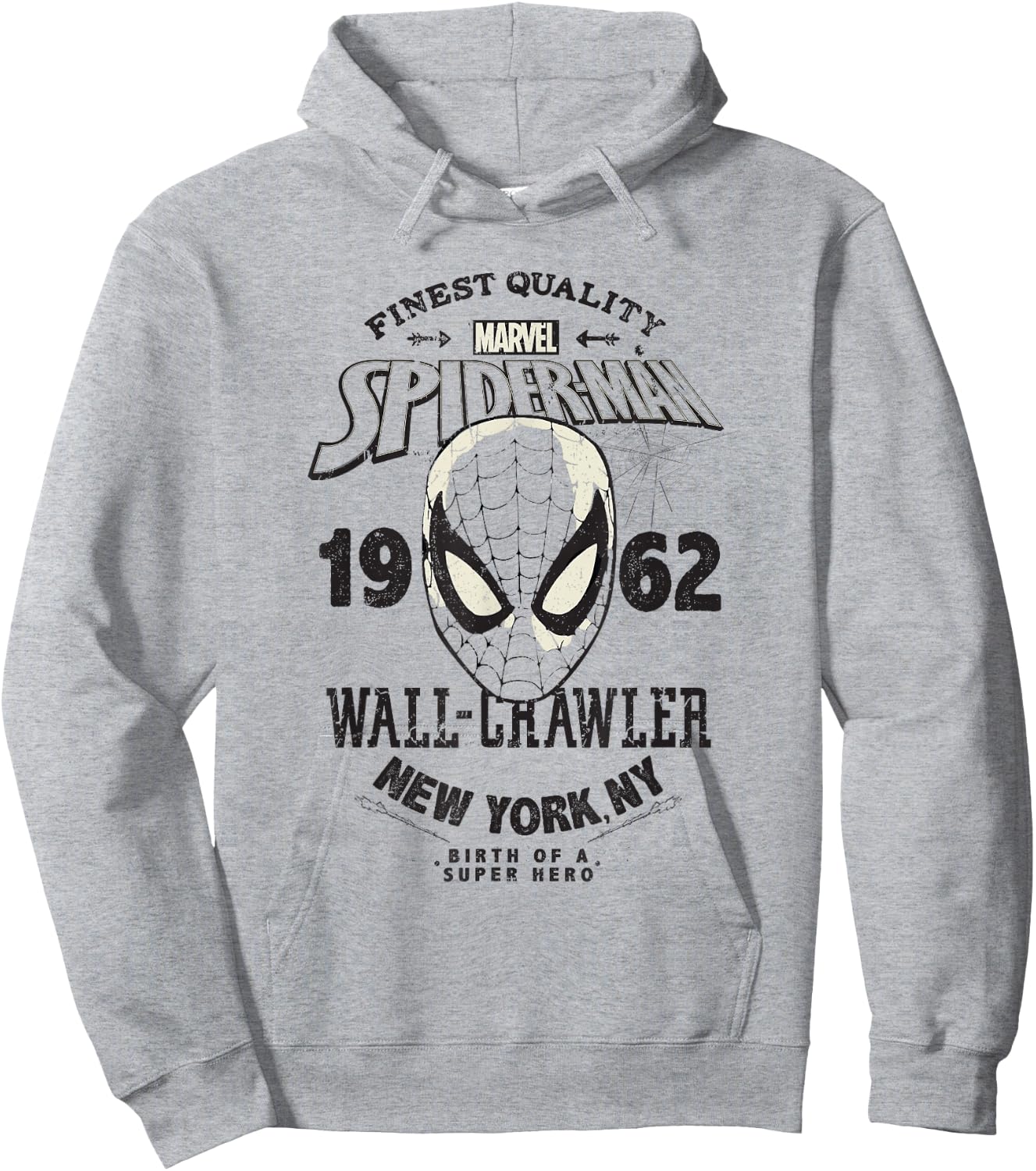 Marvel Spider-Man 1962 Birth Of A Super Hero Big Retro Logo Hoodie - Hoodie | Ash