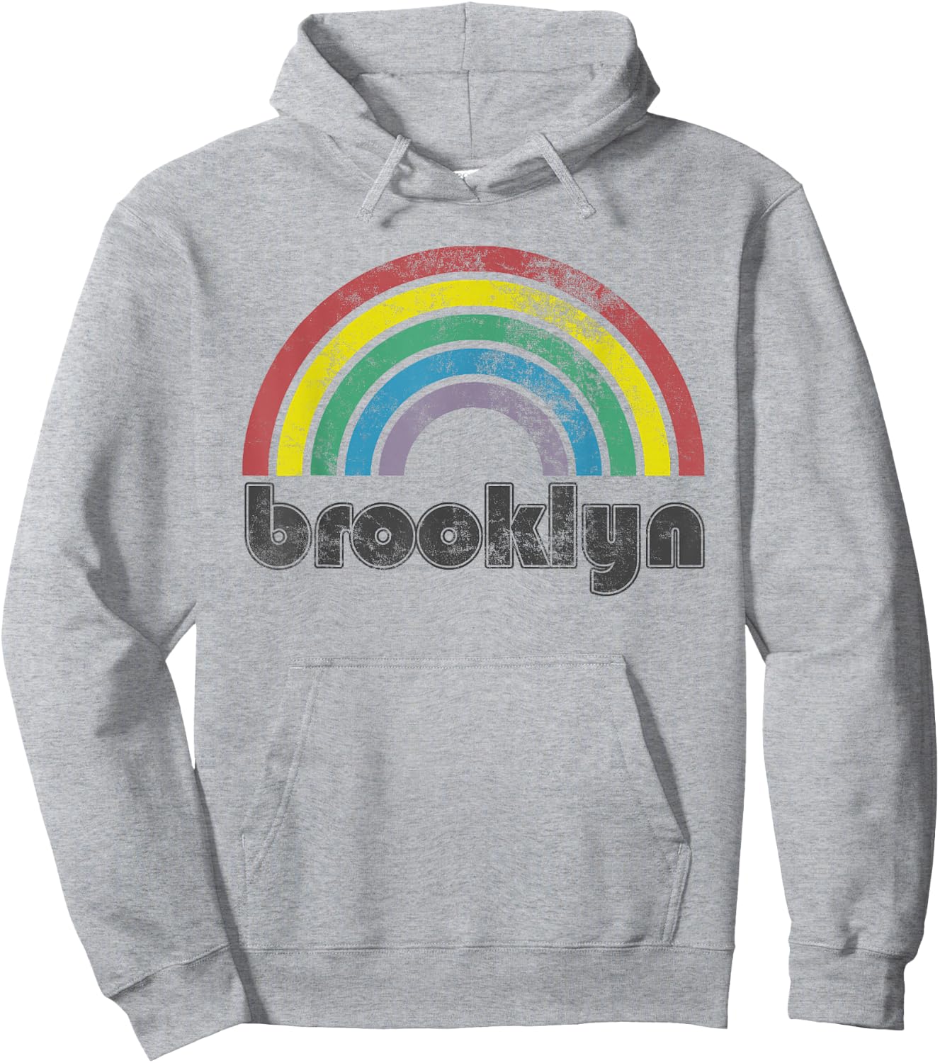 Brooklyn New York Rainbow 70's 80's Style Retro Gift Hoodie - Hoodie | Ash