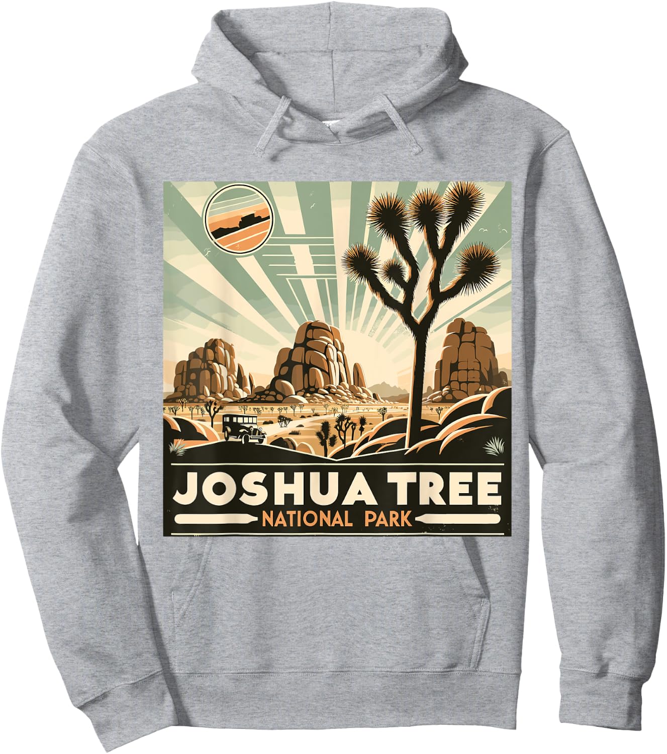 Joshua Tree National Park Vintage Hiking Camping Outdoor Hoodie - Hoodie | Ash