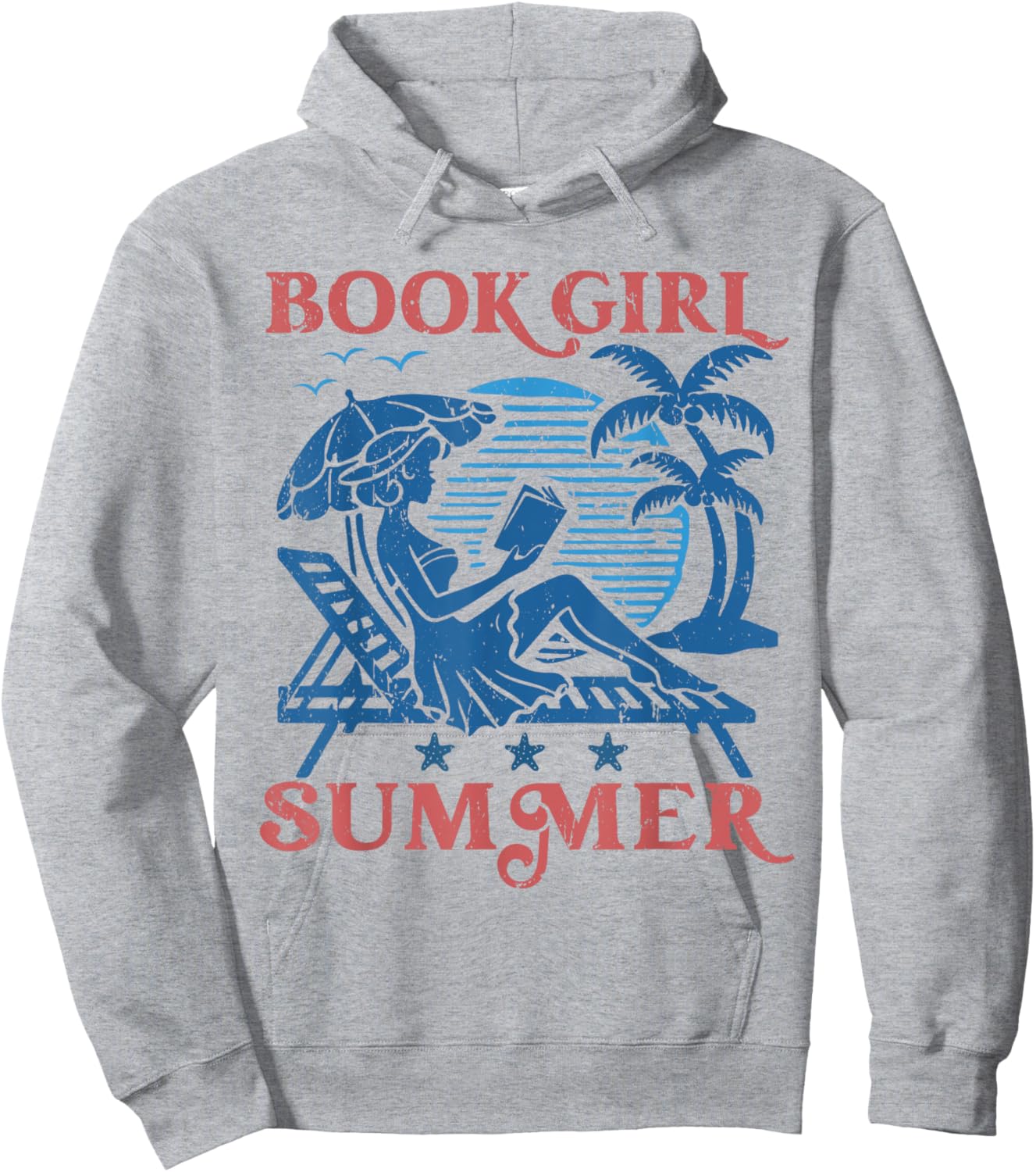 Women Vintage Book Girl Summer Bookish Vacation Funny Reader Hoodie - Hoodie | Ash