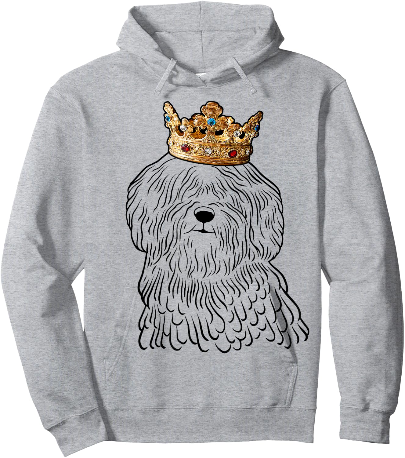Puli Dog Wearing Crown Hoodie - Hoodie | Ash