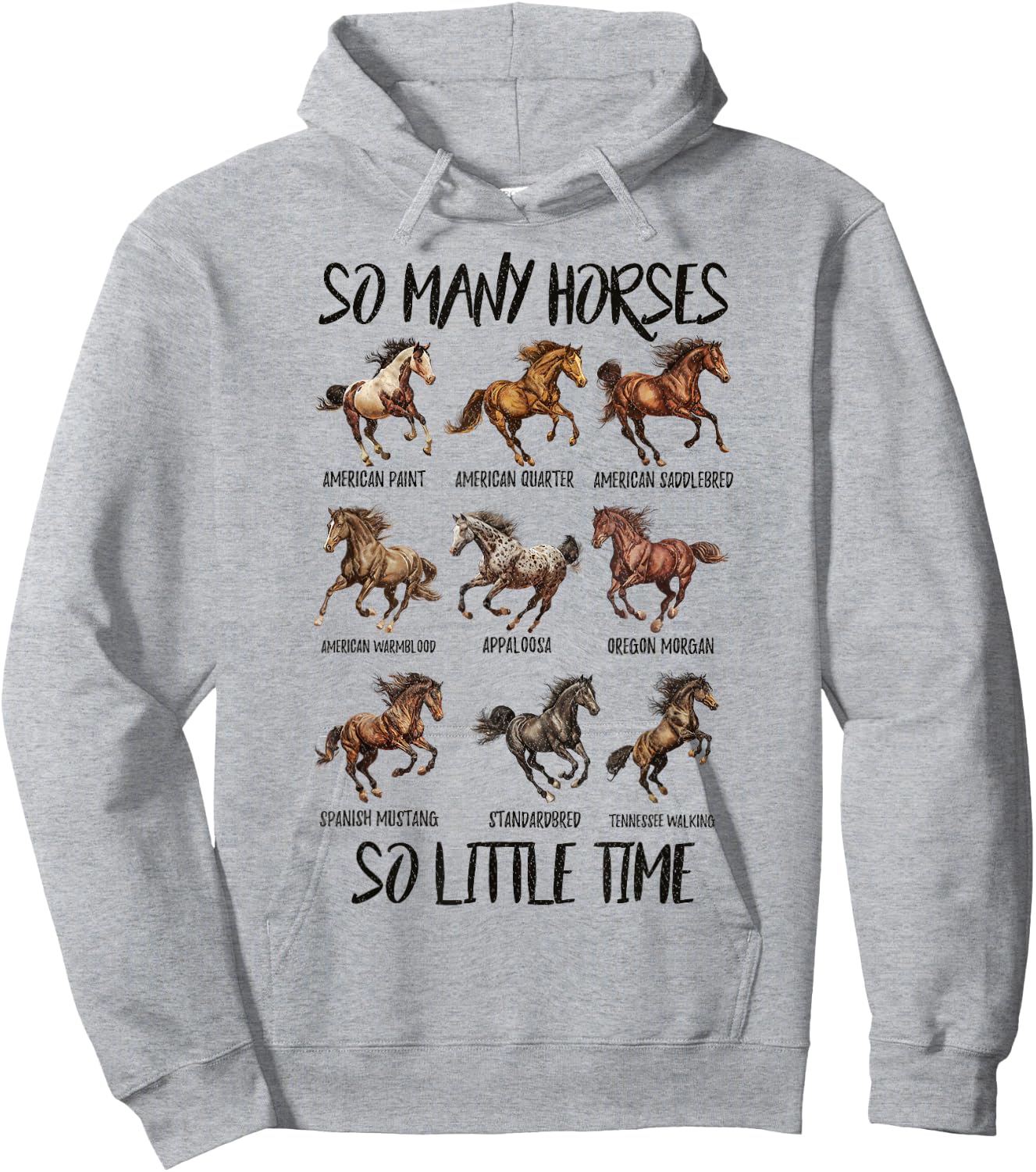 Vintage Retro So Many Horse So Little Time, Horseback Riding Hoodie - Hoodie | Ash