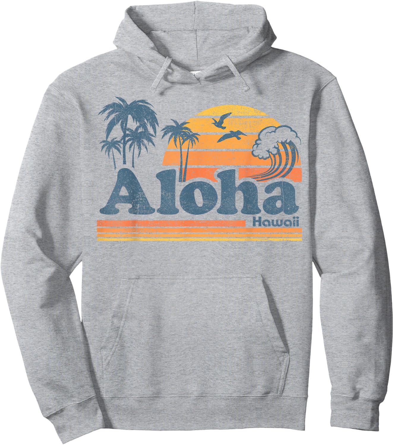 Aloha Hawaii Vintage Beach Summer Surfing 70s Retro Hawaiian Hoodie - Hoodie | Ash