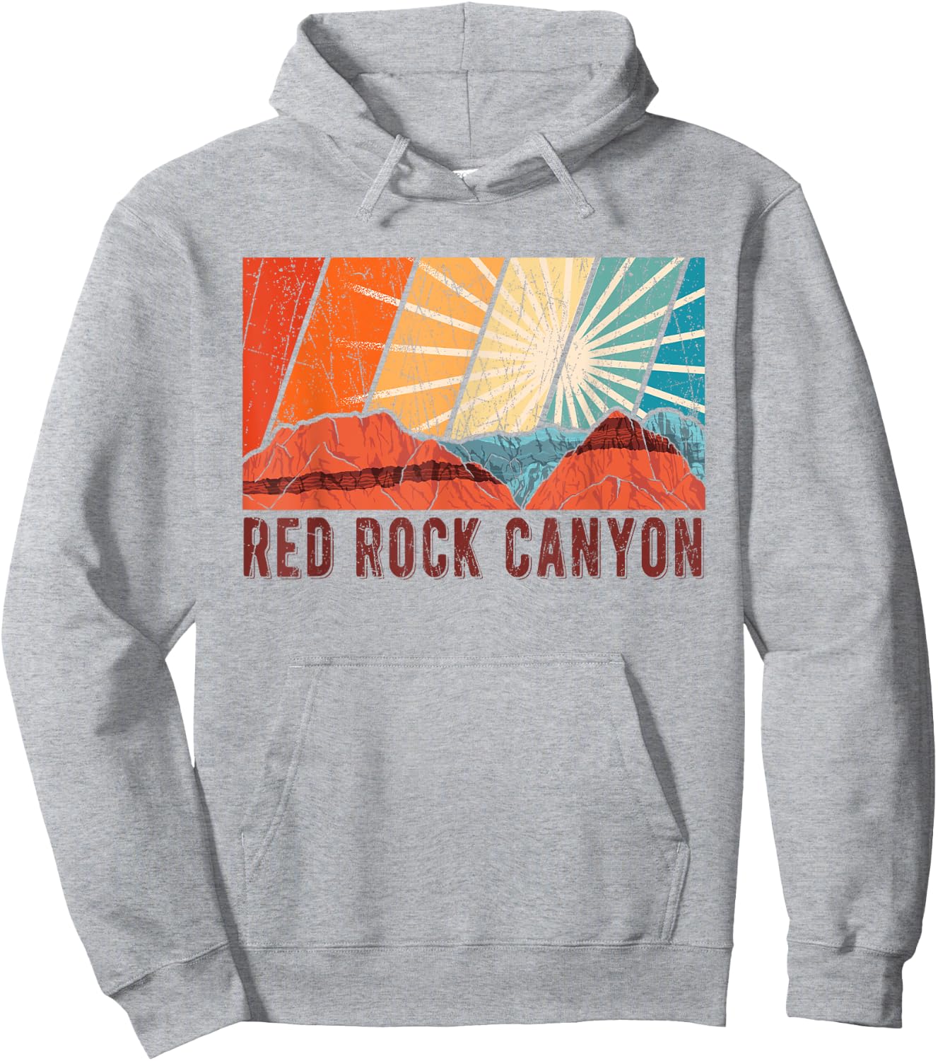 Retro Red Rock Canyon Nevada Souvenir Graphic Themed Print Hoodie - Hoodie | Ash