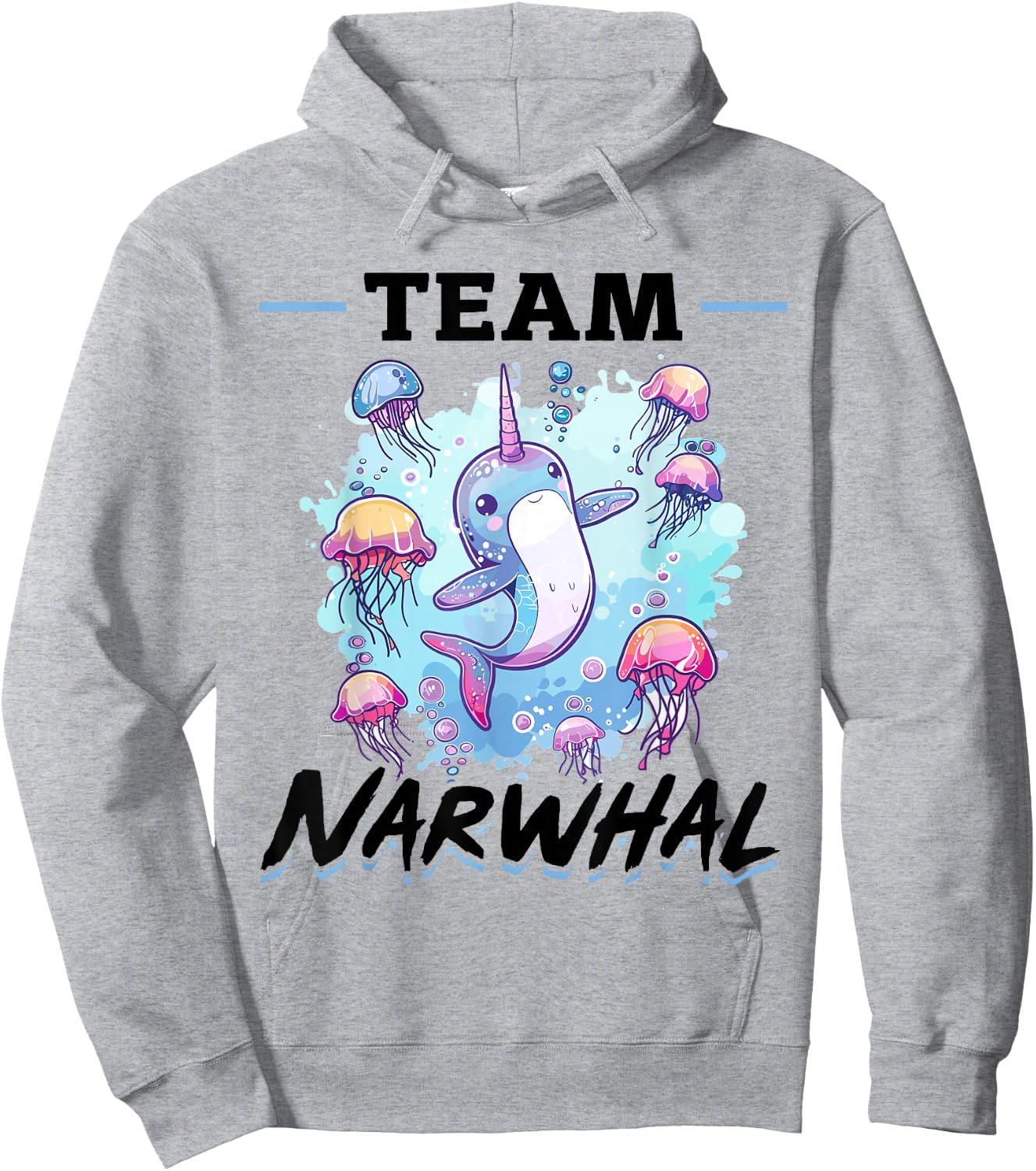 Funny Narwhal Jellyfish Animal Team Narwhal Hoodie - Hoodie | Ash