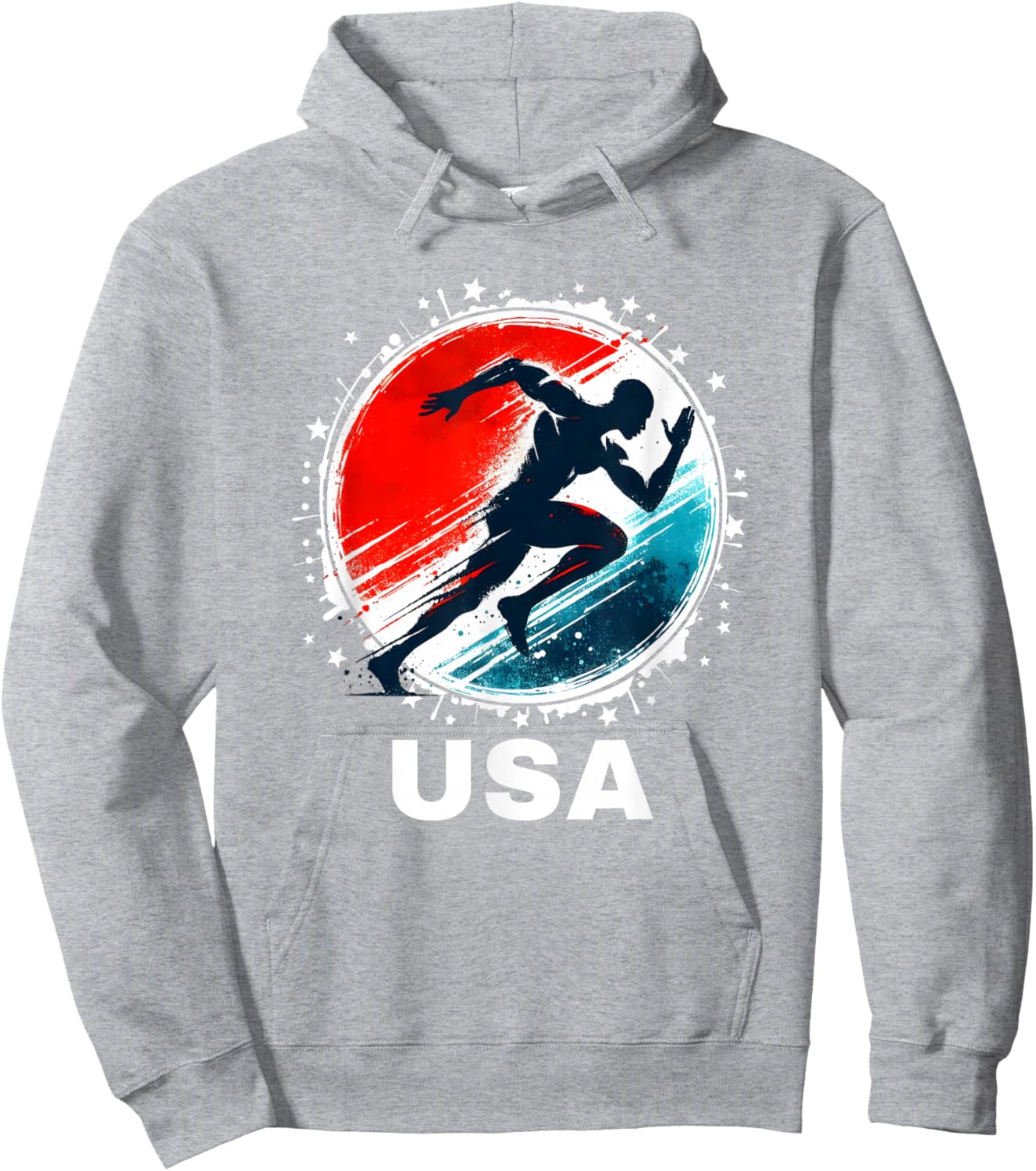 Track & Field USA Go USA Running USA Flag Track Field Hoodie - Hoodie | Ash
