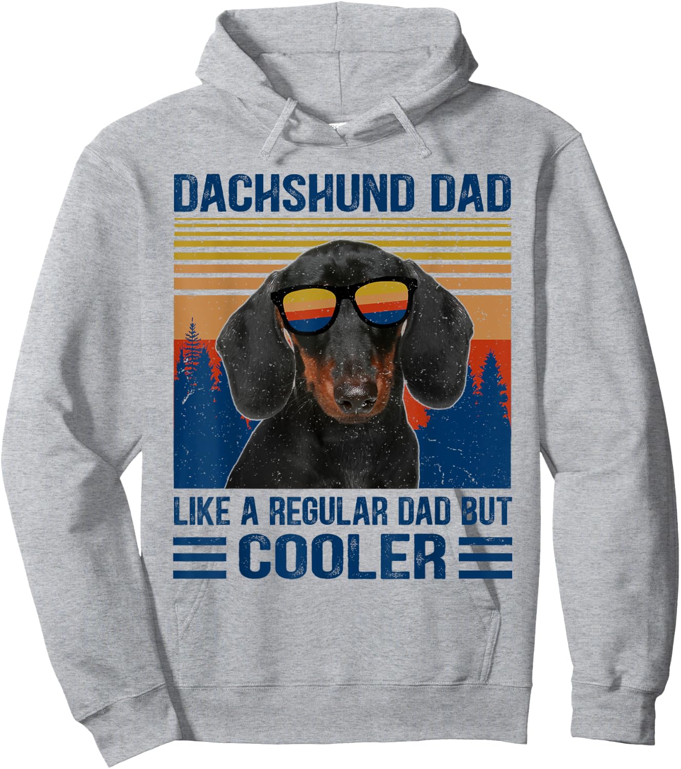 Vintage Dachshund Dad Like A Regular Dad But Cooler Funny Hoodie - Hoodie | Ash
