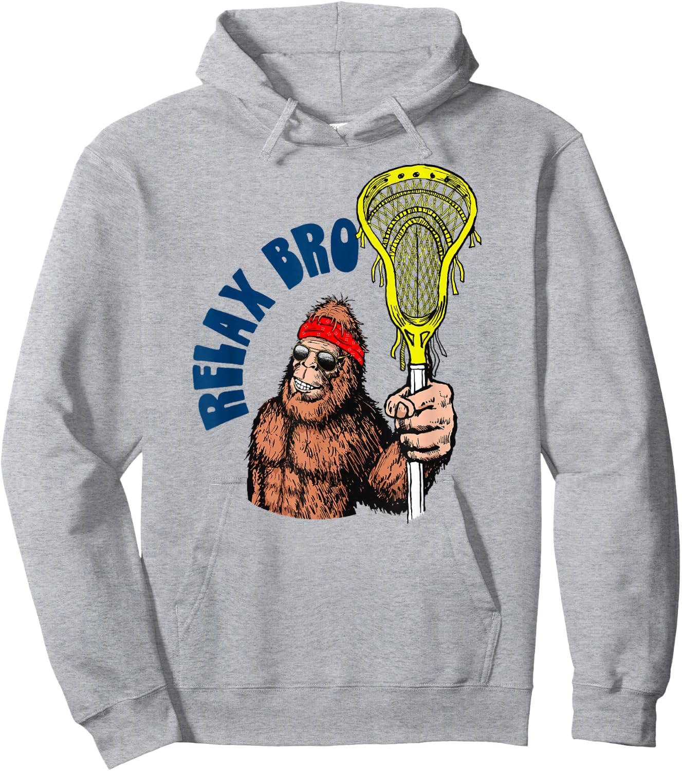 Relax Bro! Funny Sasquatch Lax Bigfoot Lacrosse Vintage 80s Hoodie - Hoodie | Ash