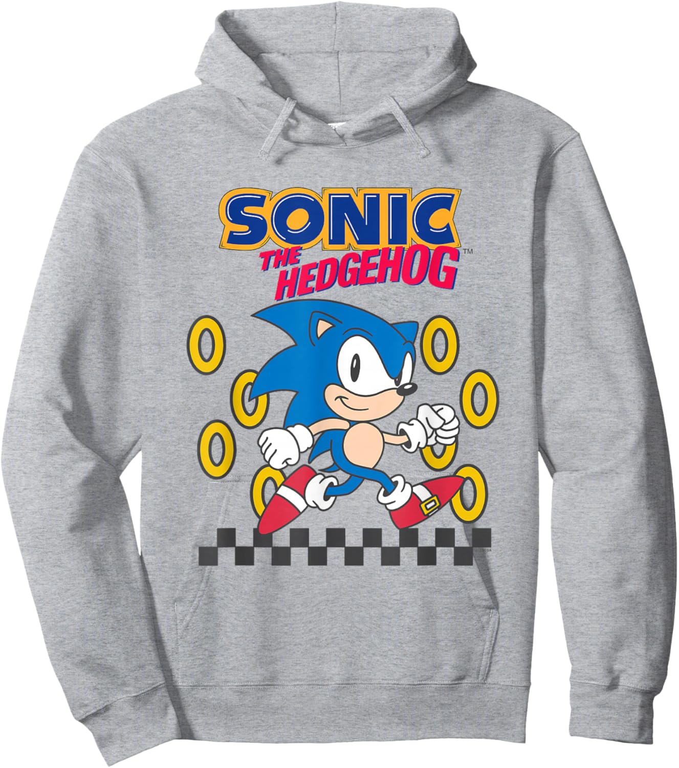 Sonic The Hedgehog Cute Run Through Golden Rings Retro Hoodie - Hoodie | Ash