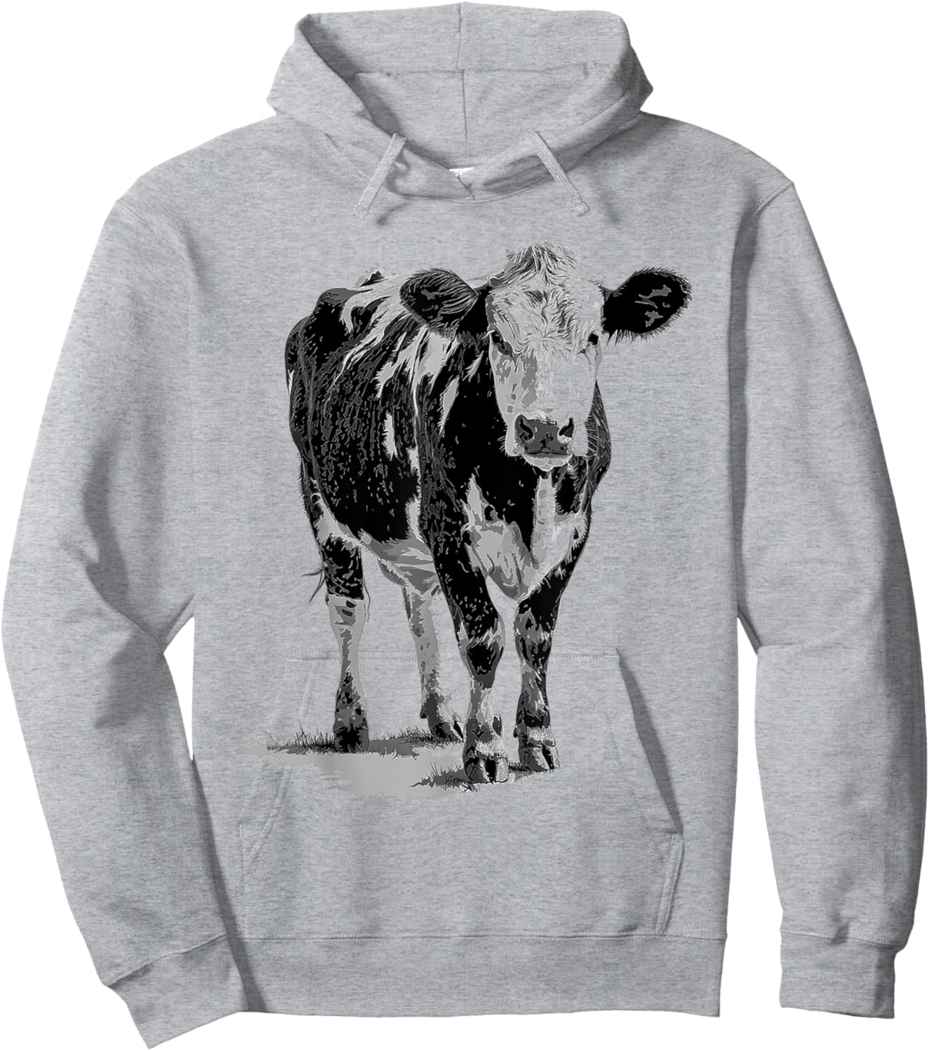 Cow Animal Print Motif Drawing Artwork Cow Hoodie - Hoodie | Ash