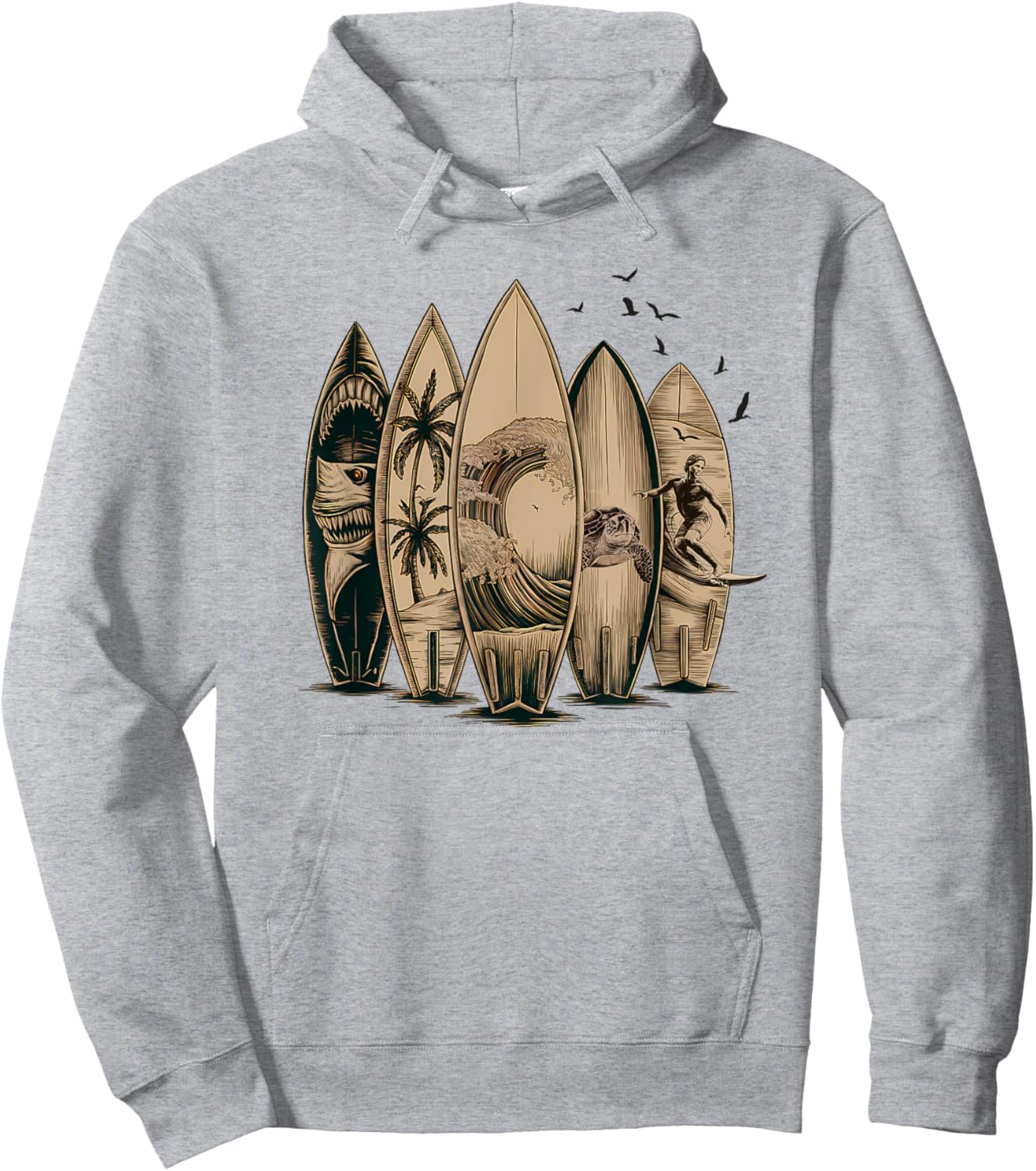 Cool Surfing Tropical Surfboards Vintage Surfboarder Surfer Hoodie - Hoodie | Ash