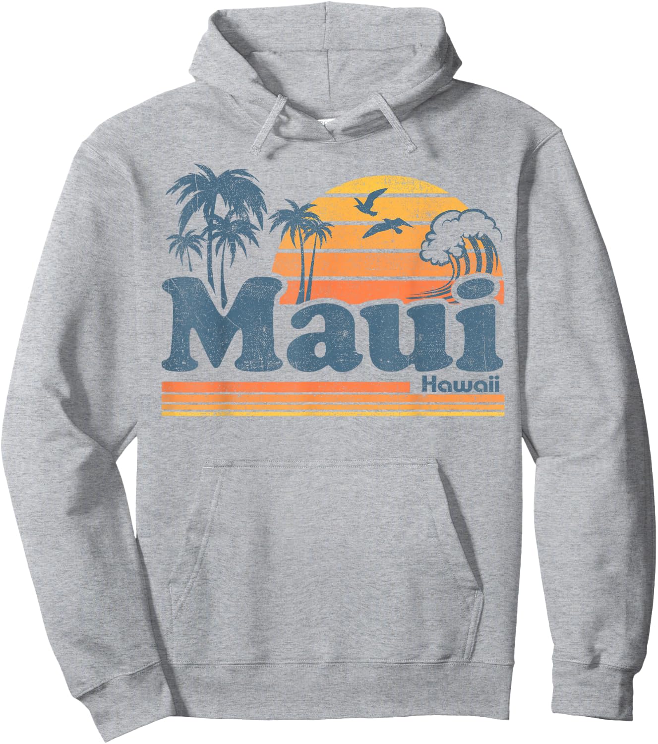 Maui Hawaii Vintage Surf Beach Surfing 70's Retro Hawaiian Hoodie - Hoodie | Ash