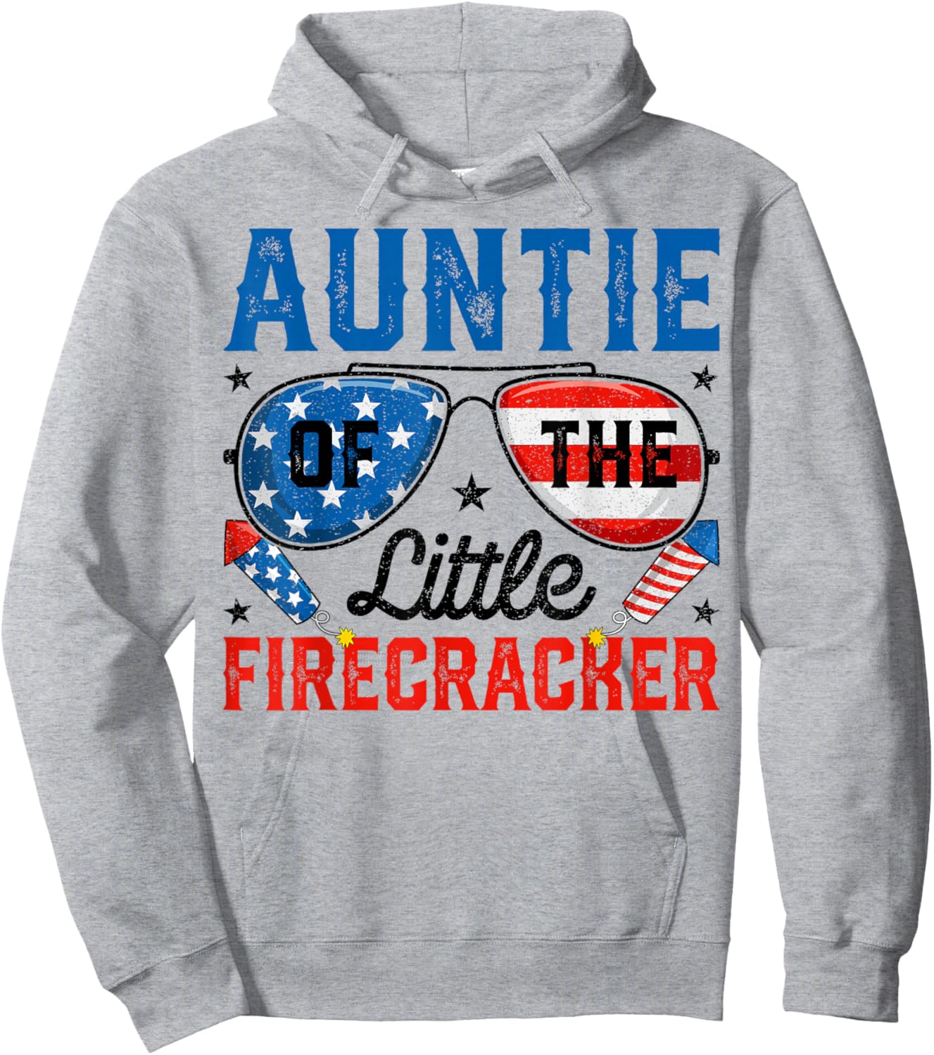 4th of July Birthday Aunt Auntie Of The Little Firecracker Hoodie - Hoodie | Ash