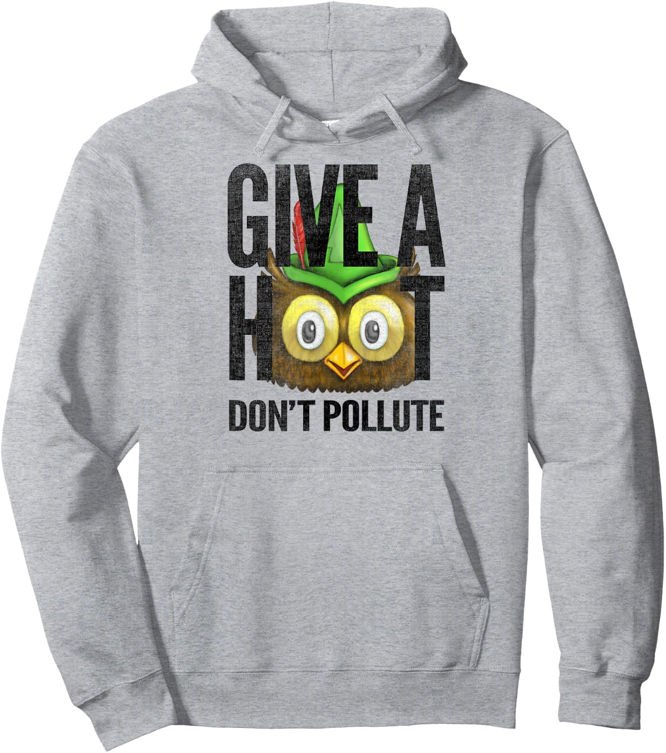 Woodsy Owl Give a Hoot Don't Pollute Distressed Vintage Hoodie - Hoodie | Ash