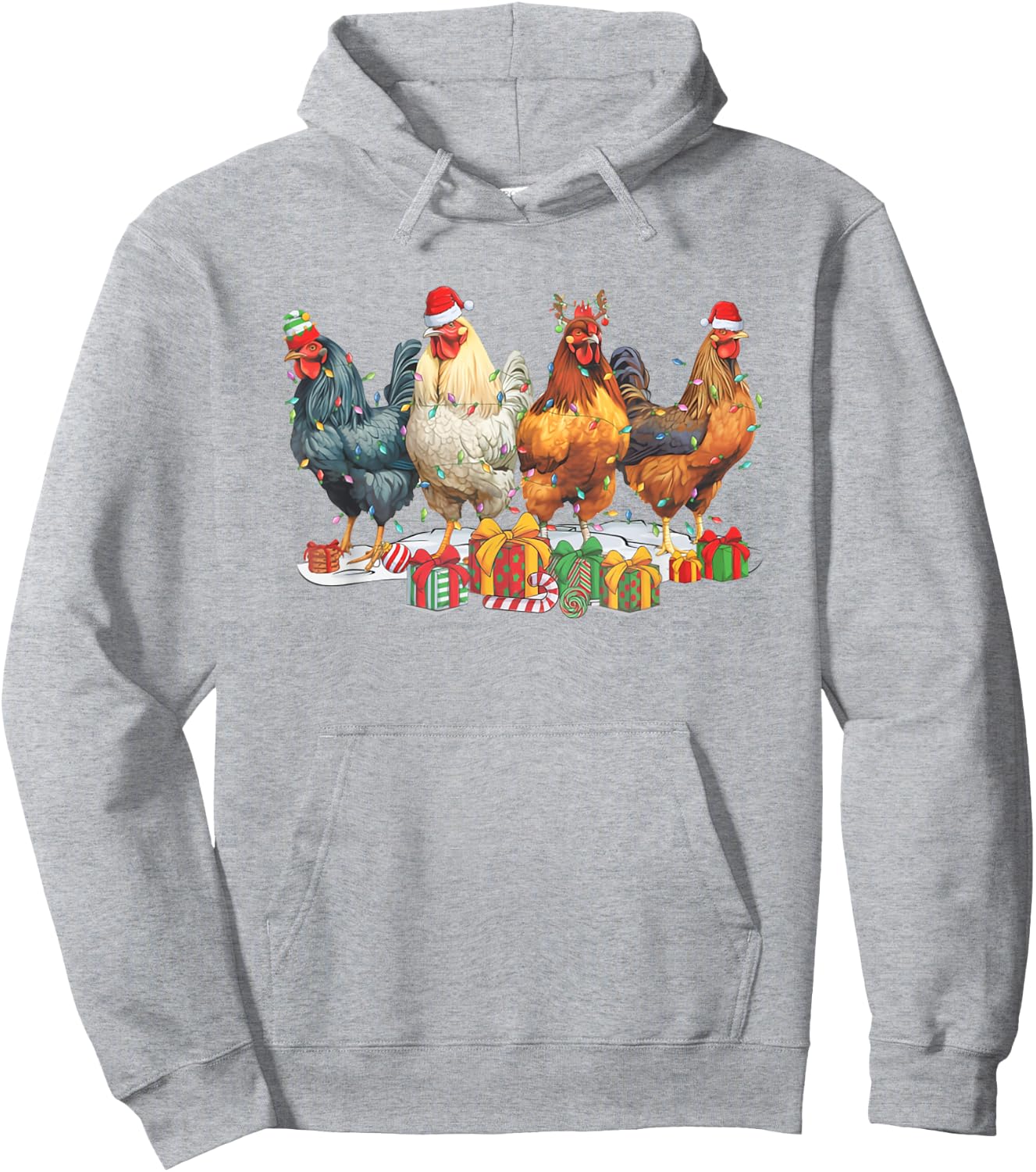 Retro Vintage Christmas Chickens Xmas Farm Holiday Women Hoodie - Hoodie | Ash