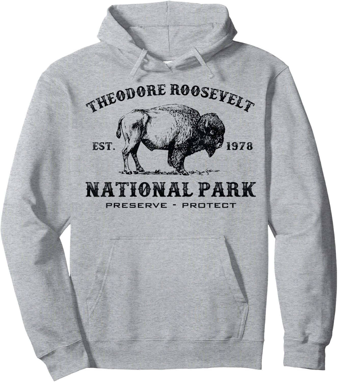 Theodore Roosevelt National Park North Dakota Bison Souvenir Hoodie - Hoodie | Ash