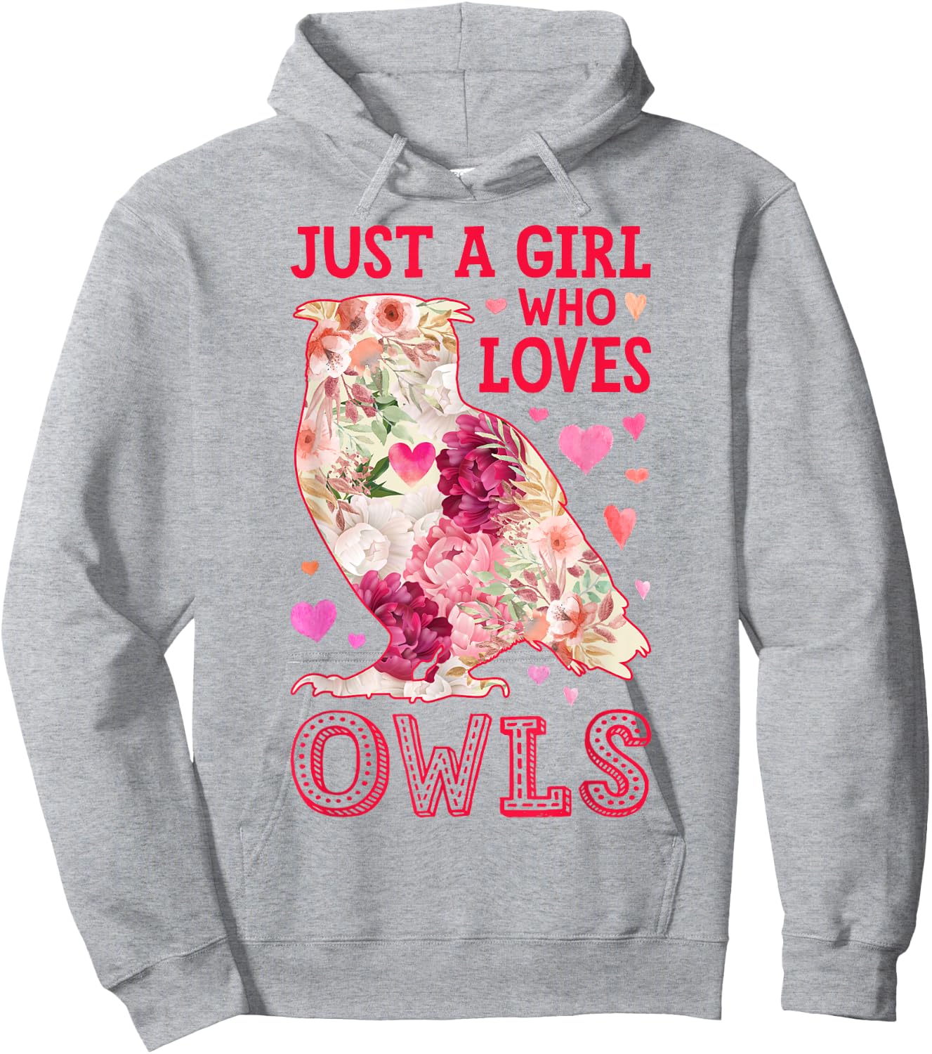Owl Just A Girl Who Loves Owls Flowers Women Bird Floral Hoodie - Hoodie | Ash
