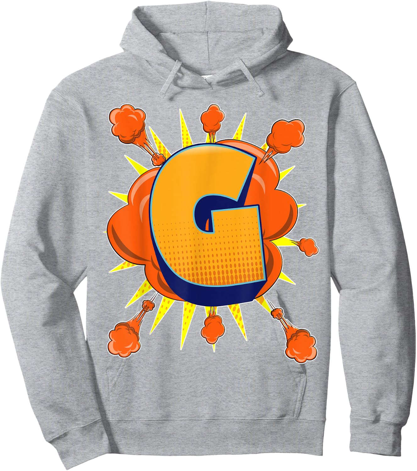 Letter G Initial Comic Book Vintage Matching Family Fun Gift Hoodie - Hoodie | Ash