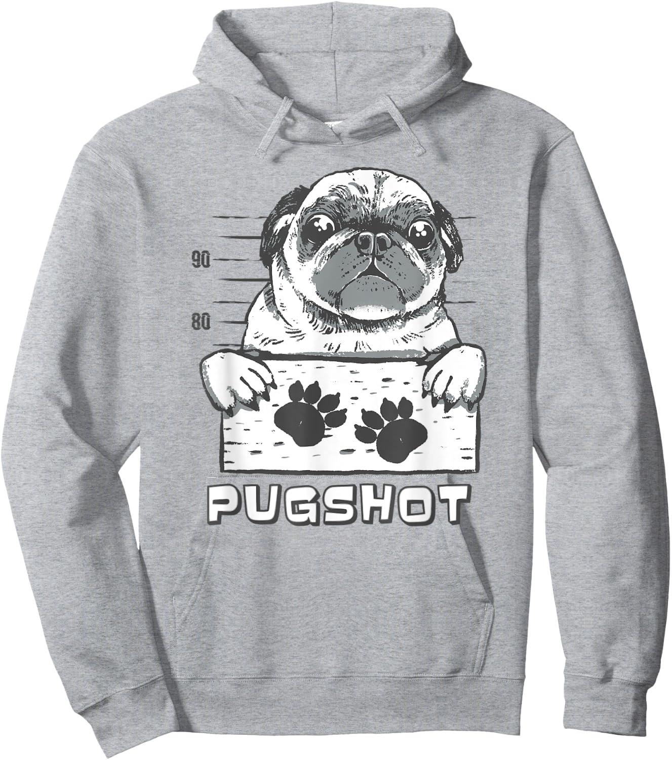 Pugshot a Funny Pug Mugshot for Bad Pugs Hoodie - Hoodie | Ash